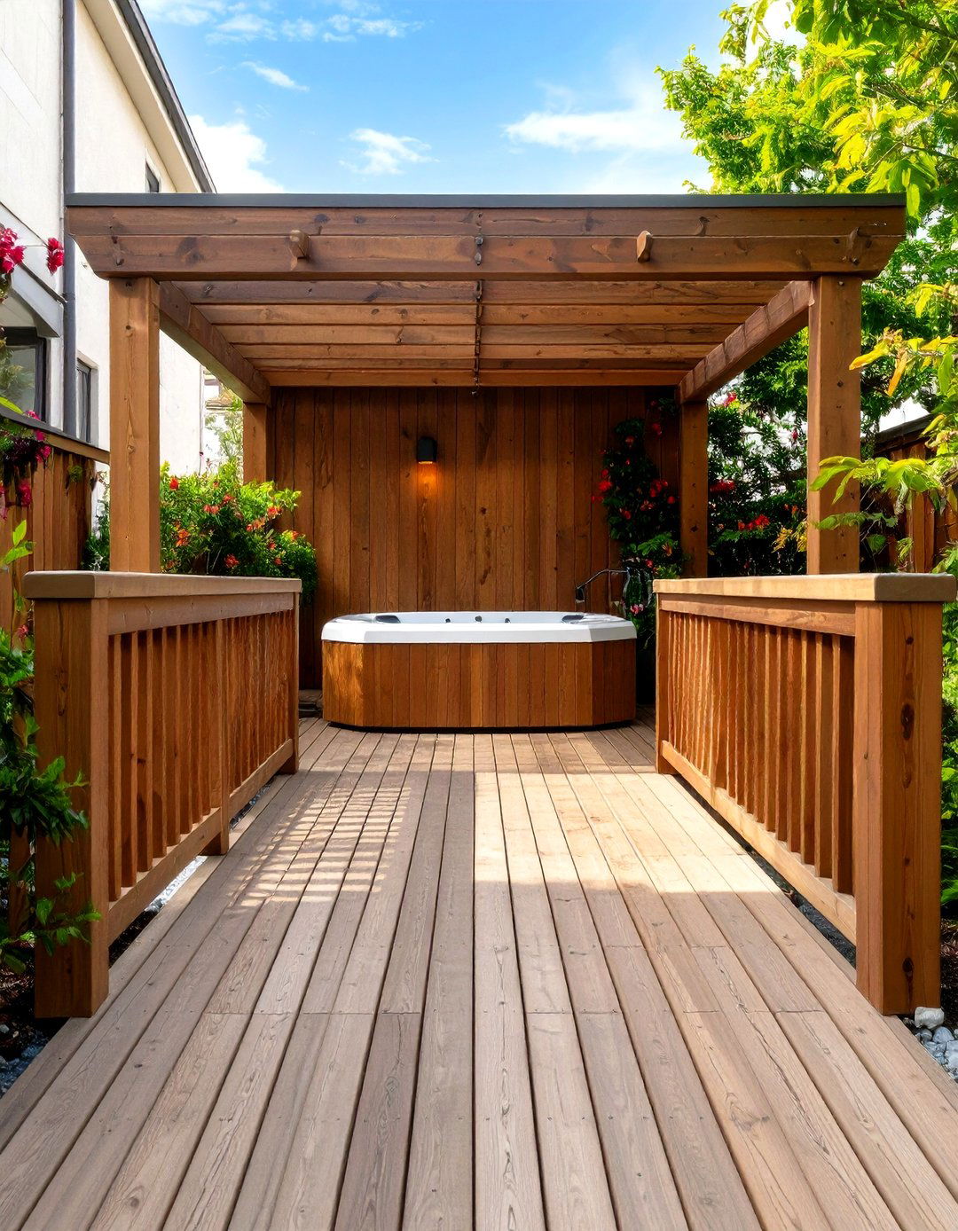 The Bridge to Tub Deck Design - 30 hot tub deck ideas