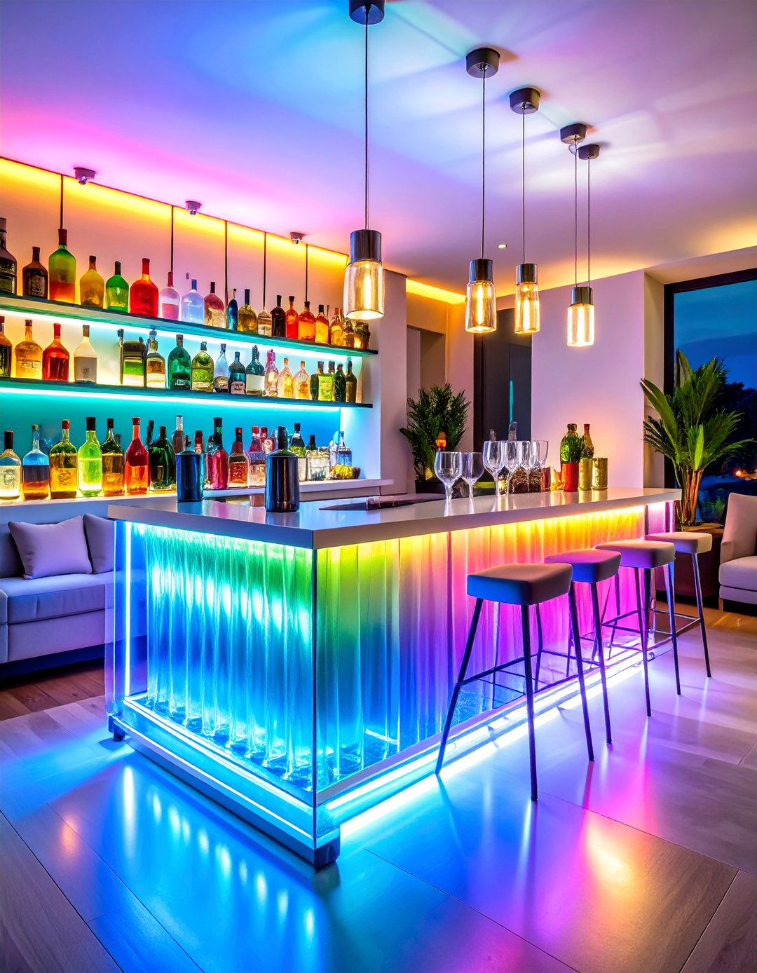 The Bright and Airy Acrylic Bar - 30 living room bar ideas