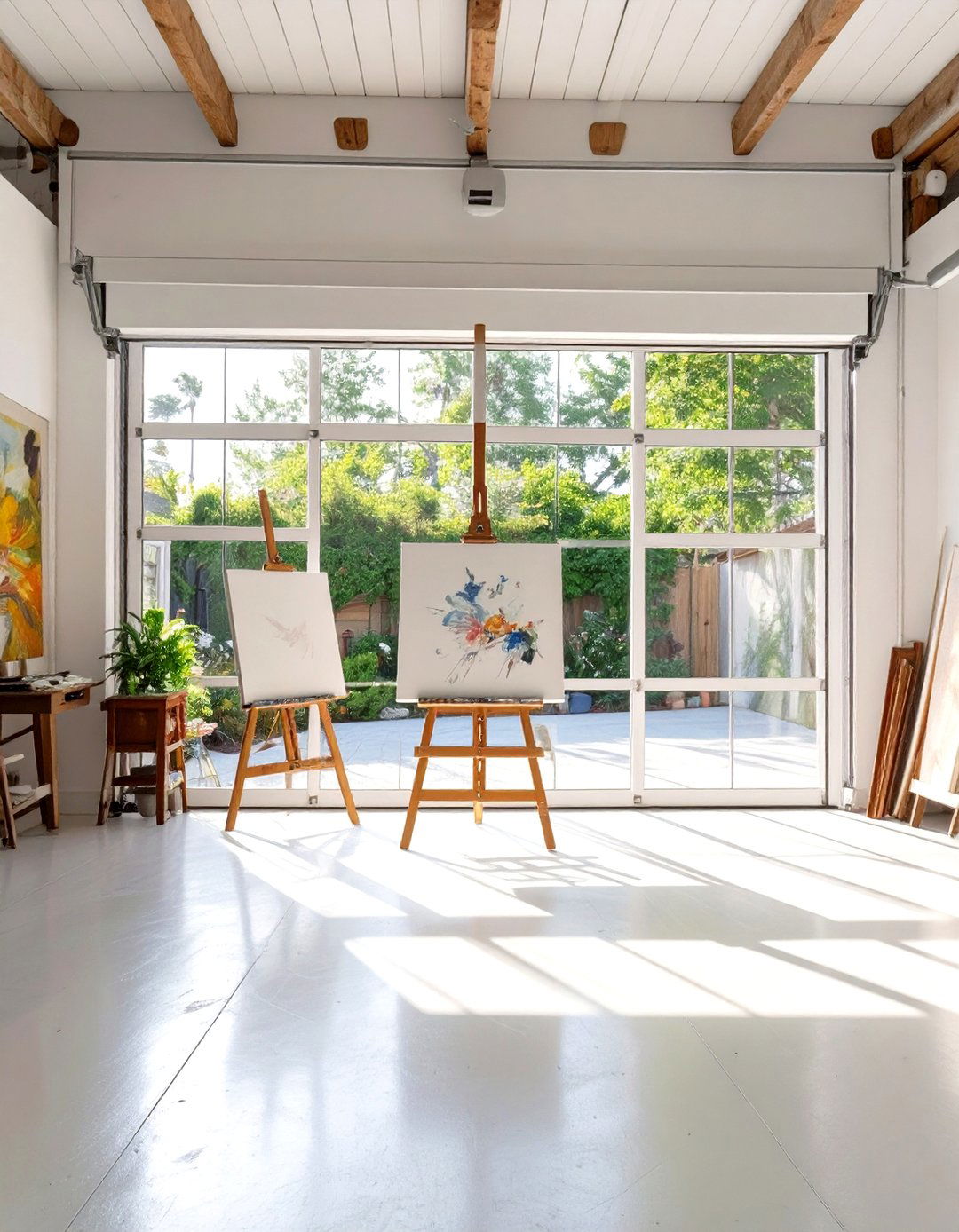 The Bright and Airy Art Studio Garage - 30 garage makeover ideas