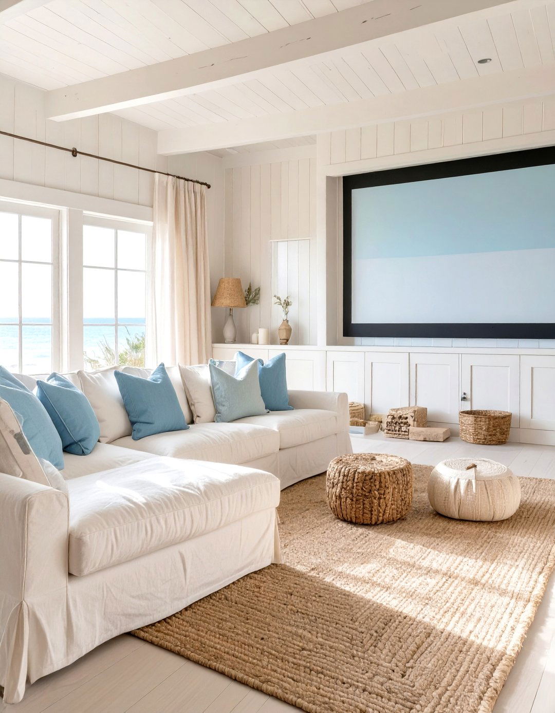 The Bright and Airy Beach House - 30 home theater design ideas