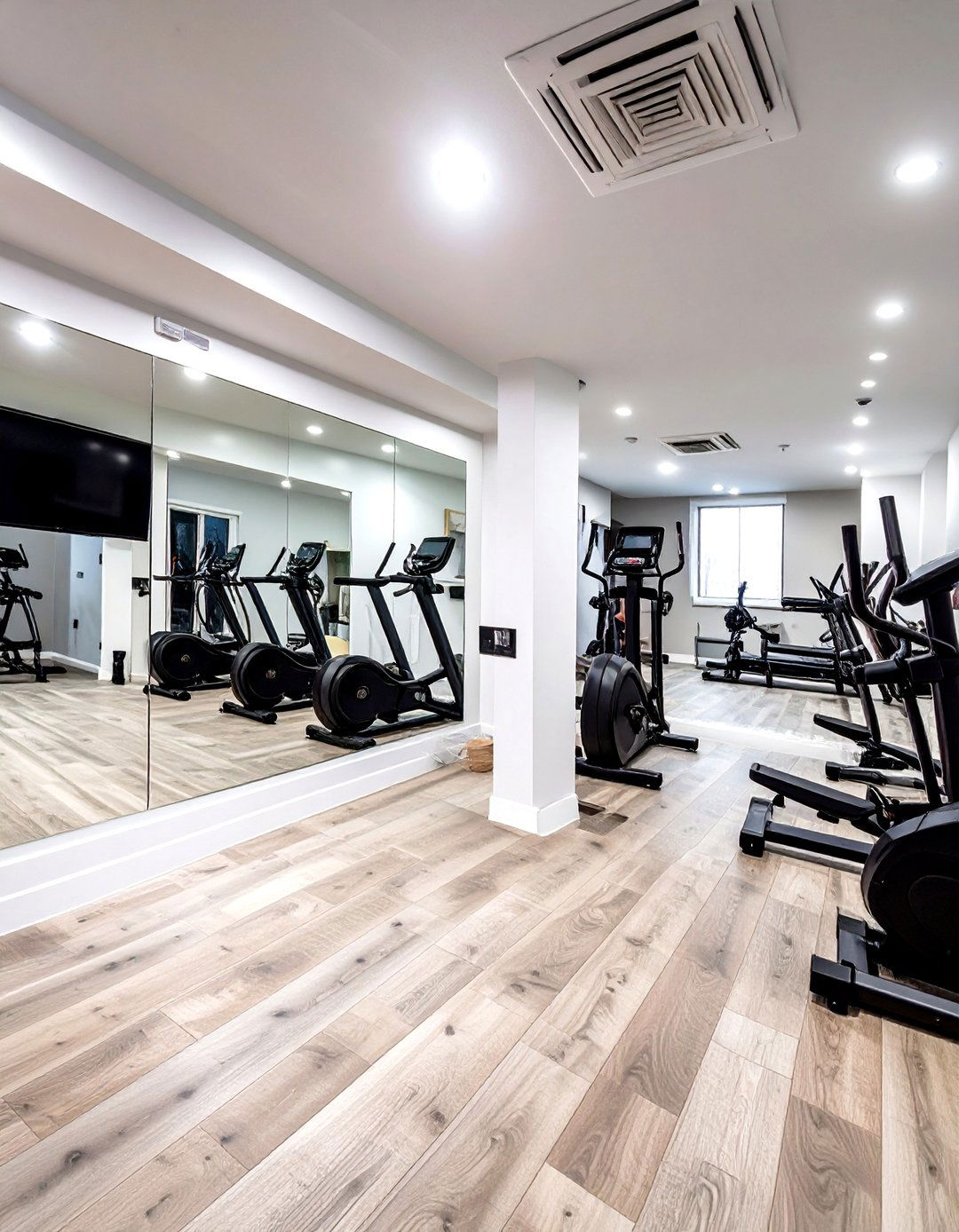 The Bright and Airy Cardio Basement Gym - 30 basement home gym ideas