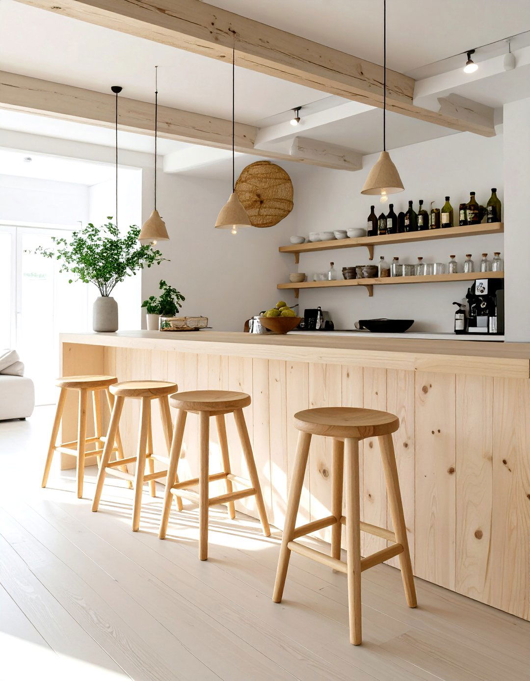 The Bright and Airy Scandinavian Bar - 30 basement ideas with bar