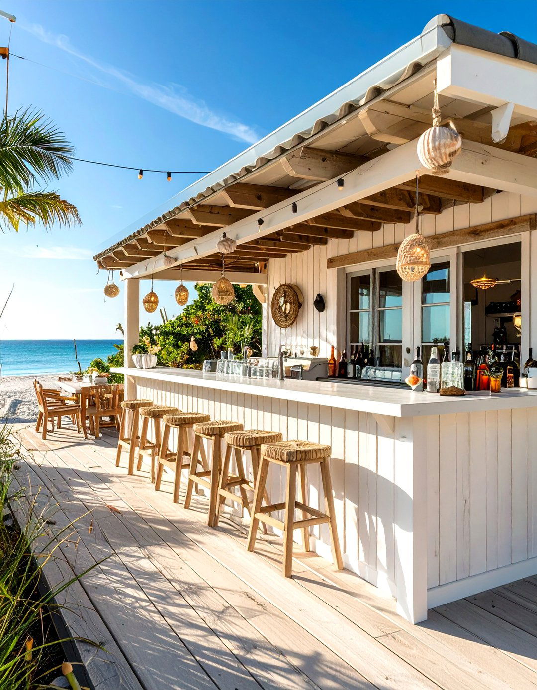 The Bright and Breezy Coastal Bar - 30 backyard bar ideas