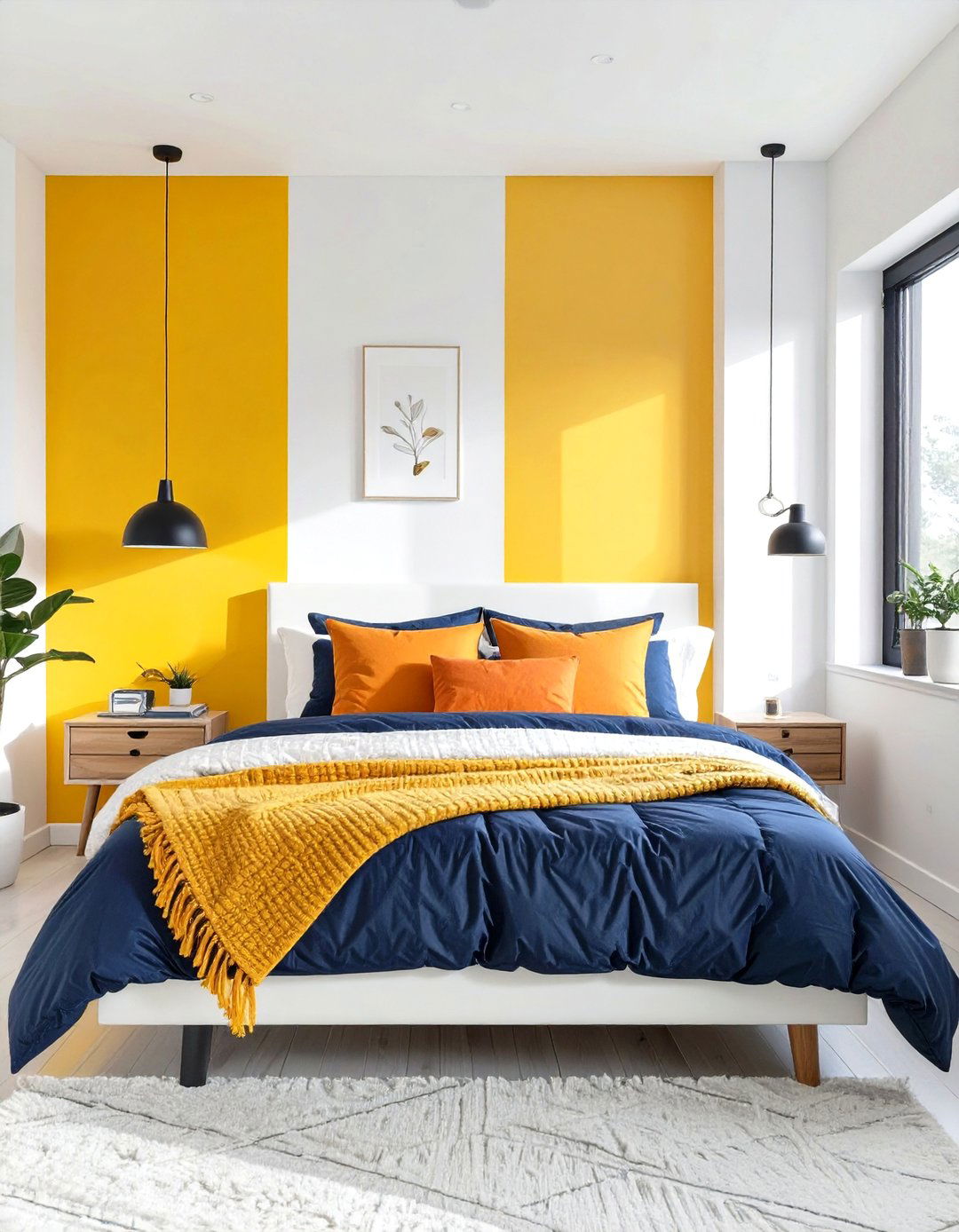The Bright and Playful Color Block Bedroom - 30 mid century modern bedroom ideas