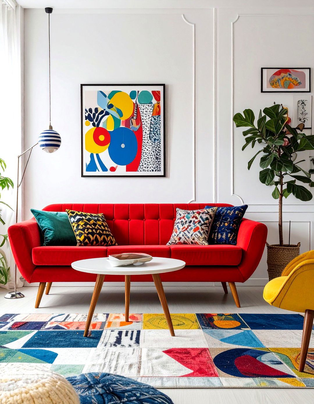 The Bright and Playful Pop Art Living Room - 30 mid century living room ideas