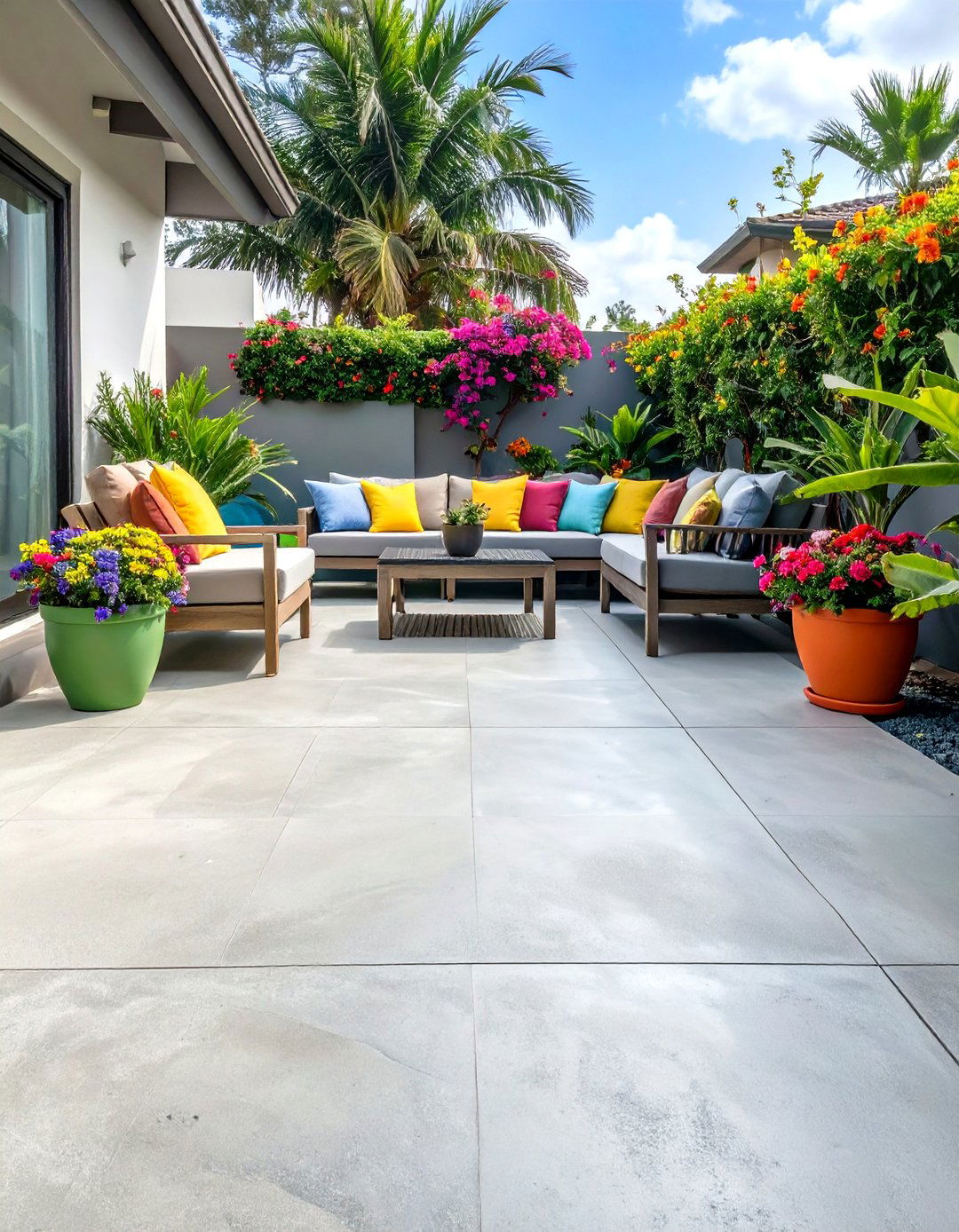 The Broom Finished Concrete Patio for Simplicity - 30 concrete patio extension ideas