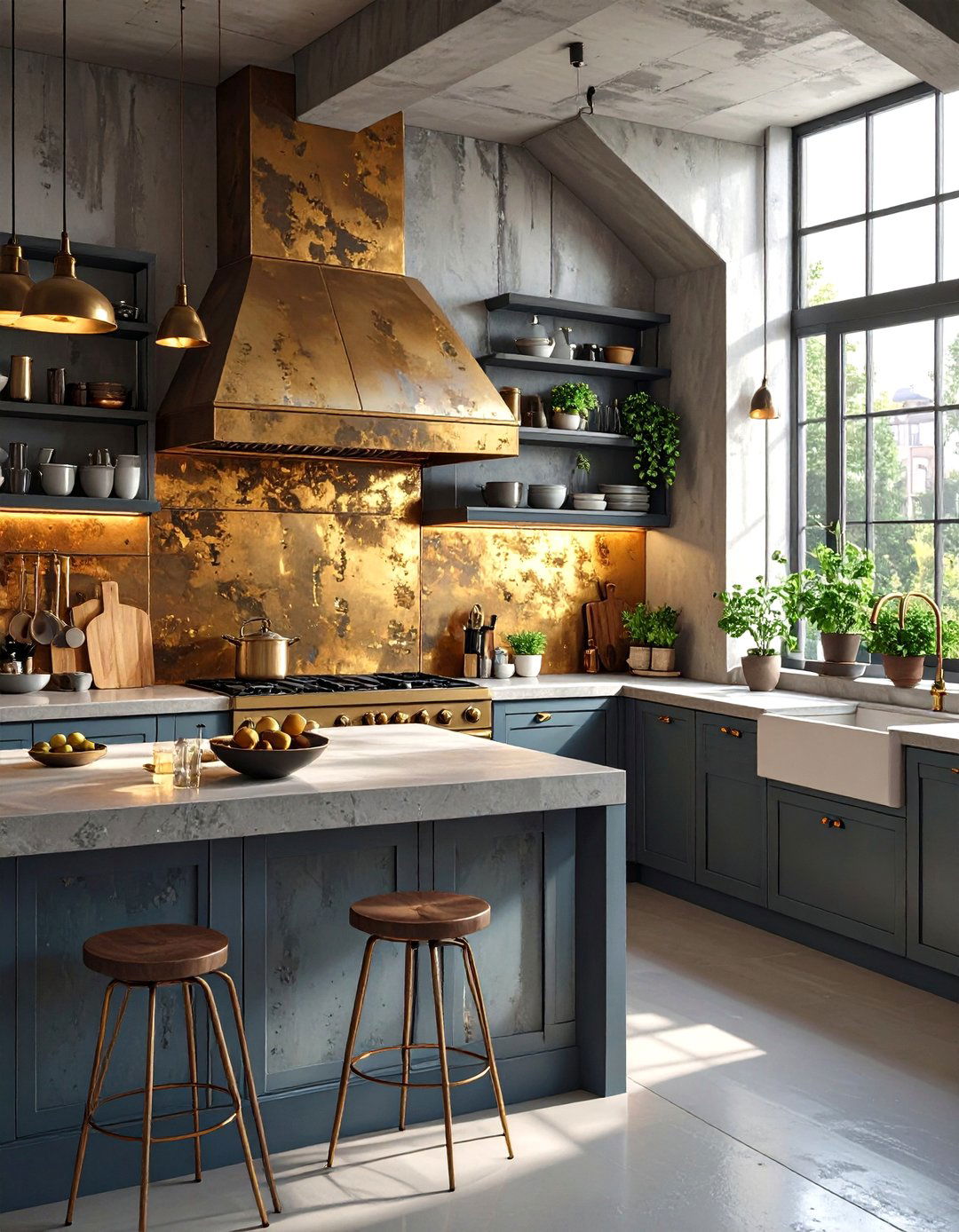 The Brutalist Kitchen with a Living Finish Backsplash - 30 brutalism interior design ideas