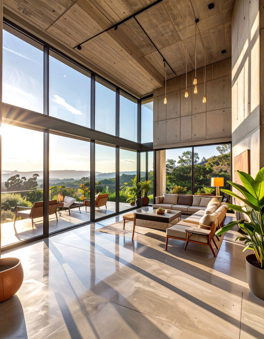 The Brutalist Sunroom with Floor to Ceiling Glass - 30 brutalist interior design ideas