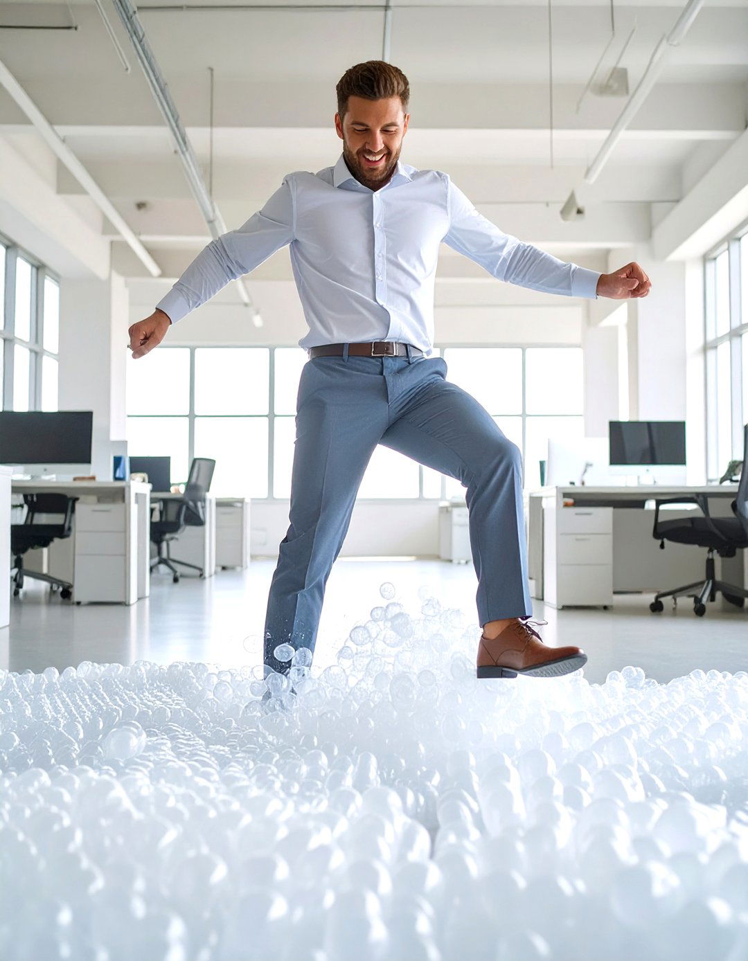 The Bubble Wrap Stomp - 30 office olympics ideas