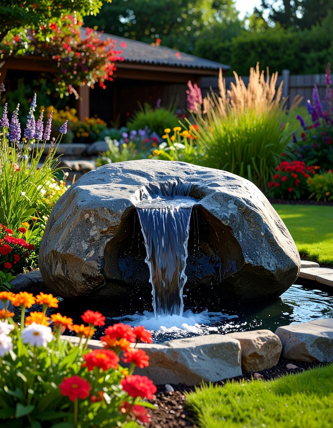 The Bubbling Rock Garden Fountain - 30 backyard garden fountain ideas