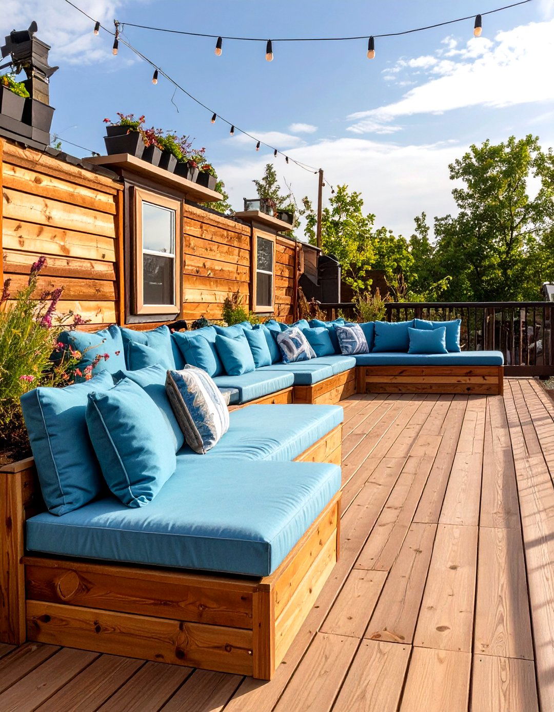 The Built In Seating Deck - 30 cheap deck ideas