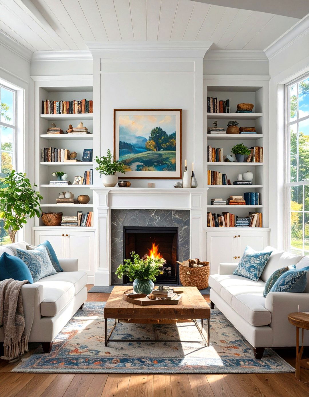 The Built In Shelving Living Room - 30 modern farmhouse living room ideas