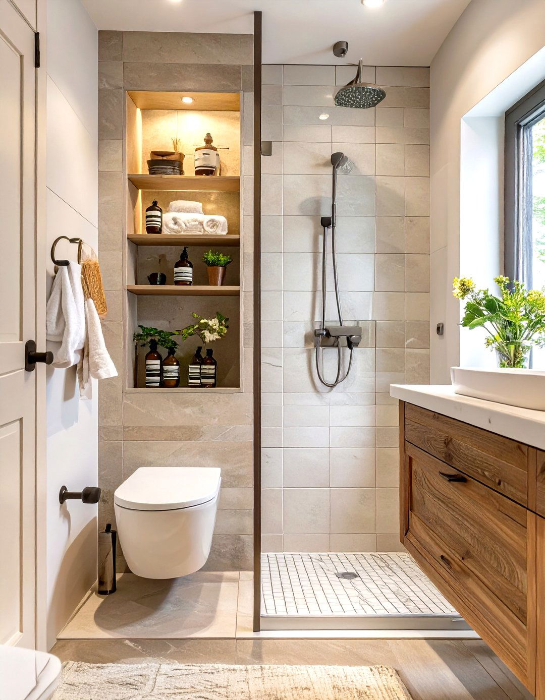 The Built In Storage Niche Bathroom - 30 cottage bathroom ideas