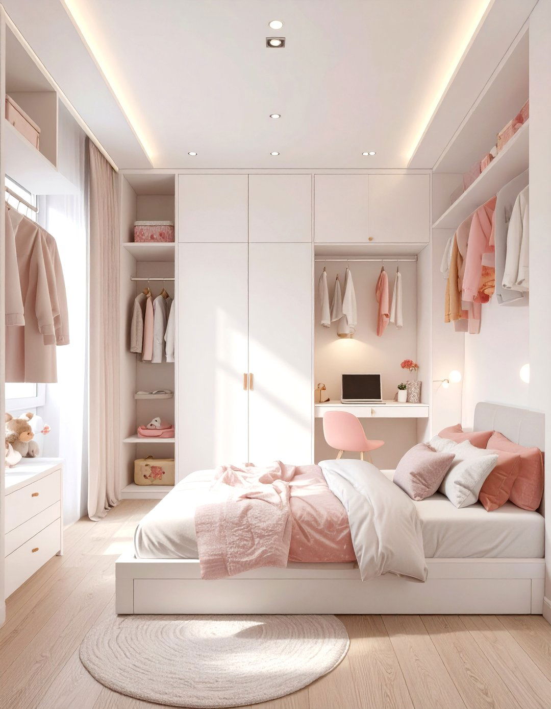 The Built In Storage Wall Bedroom - 30 girl bedroom ideas for small rooms