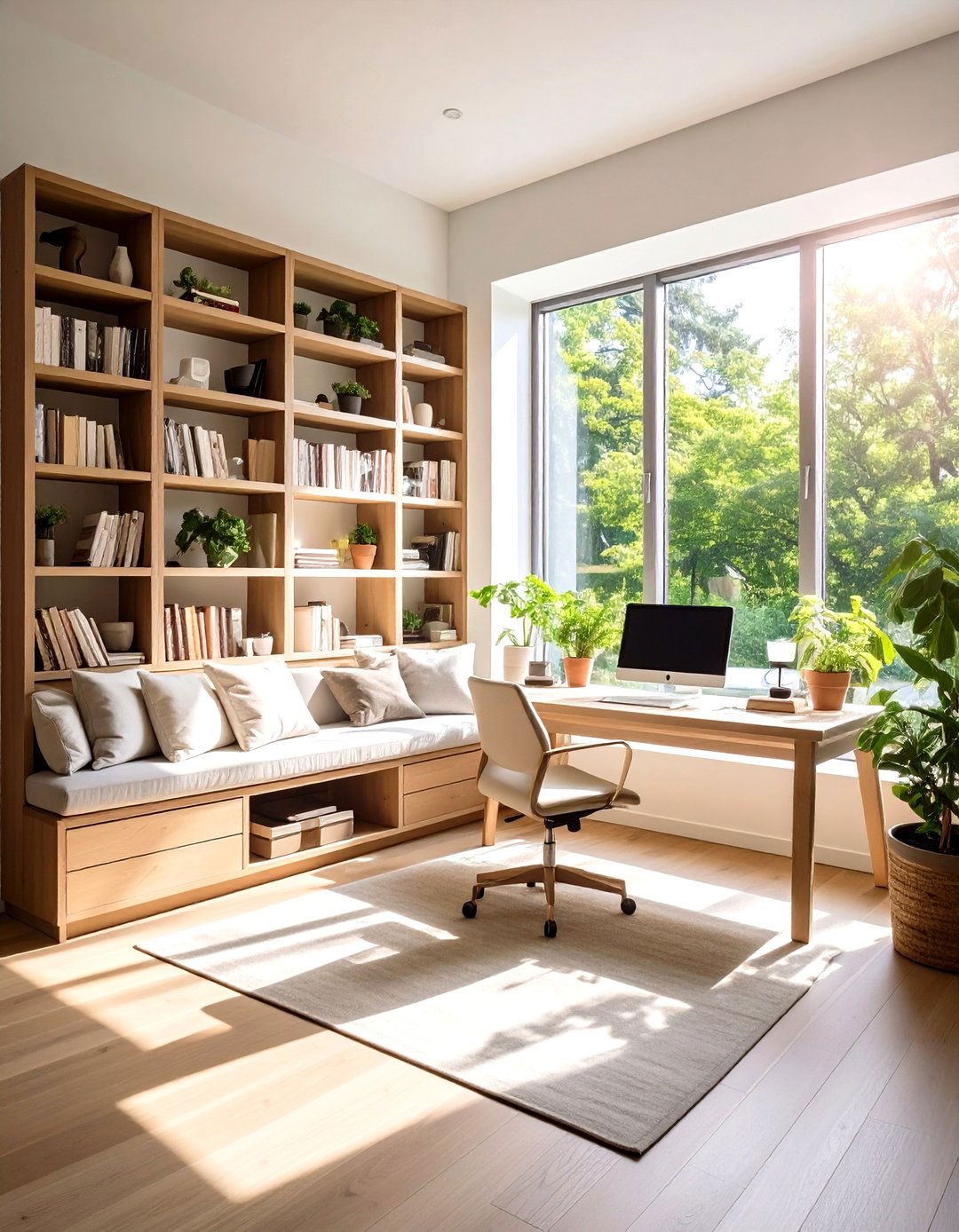 The Built in Window Seat with Storage - 30 home office storage ideas