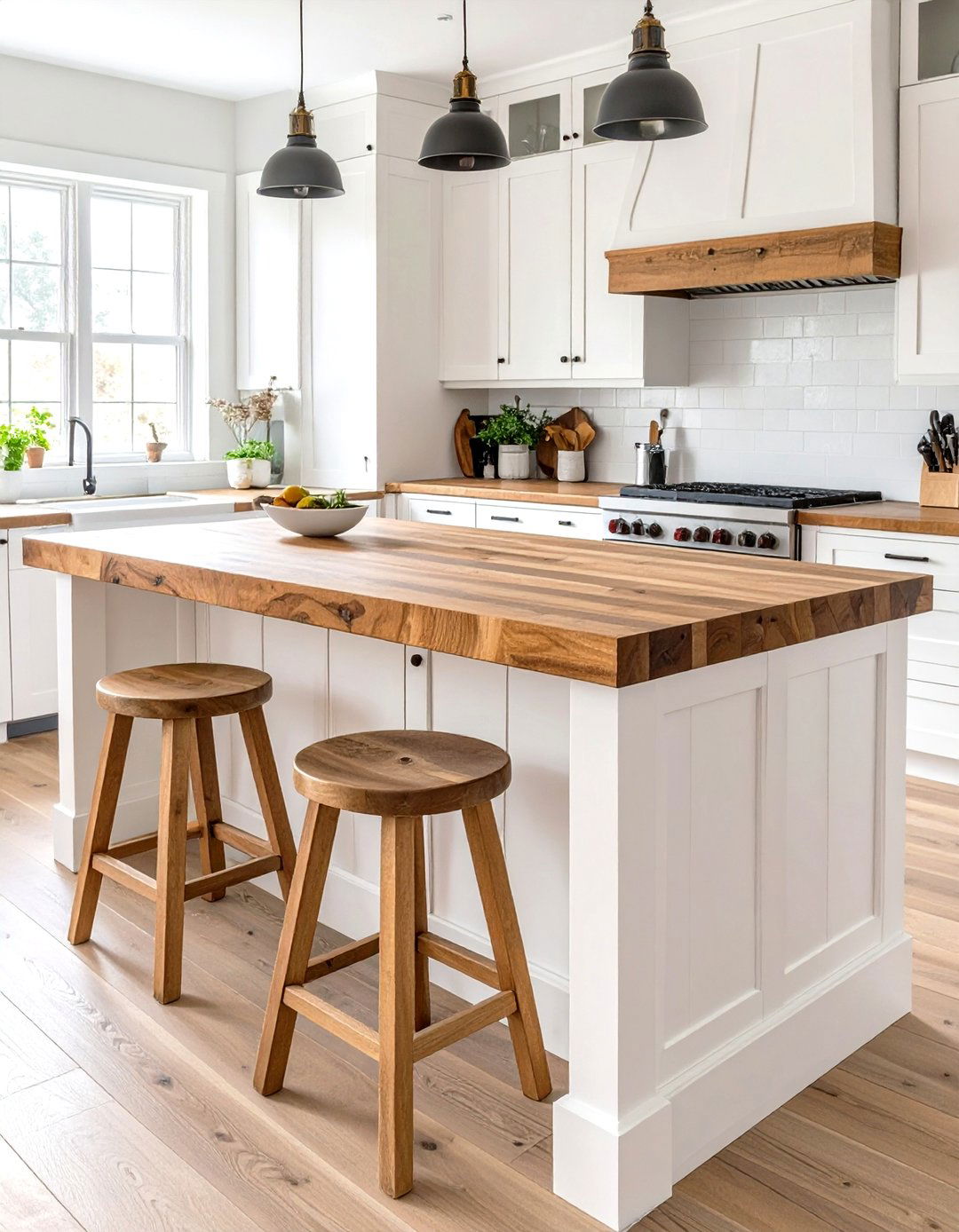 The Butcher Block Island Kitchen - 30 low cost simple kitchen designs