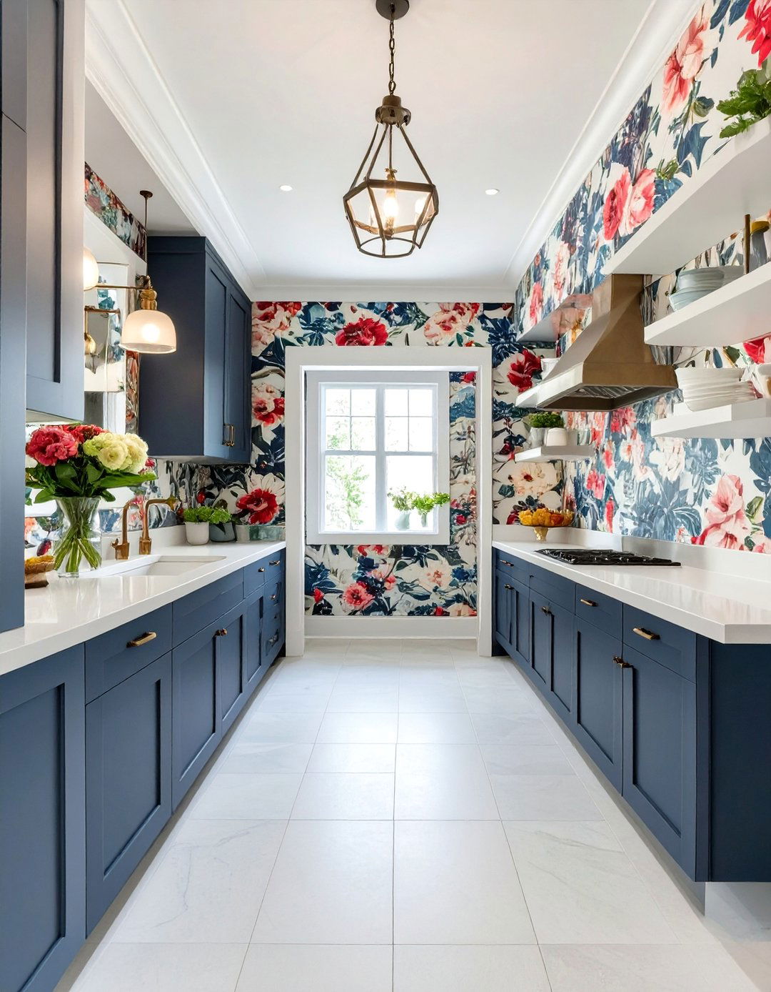 The Butler Pantry with a Bold Wallpaper - 30 butler pantry ideas