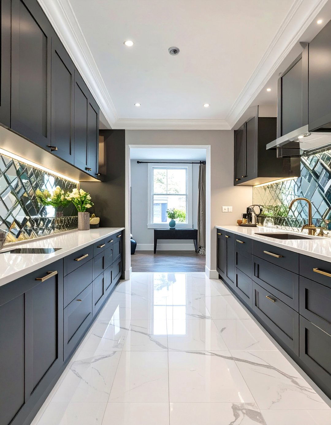 The Butler Pantry with a Mirrored Backsplash - 30 butler pantry ideas