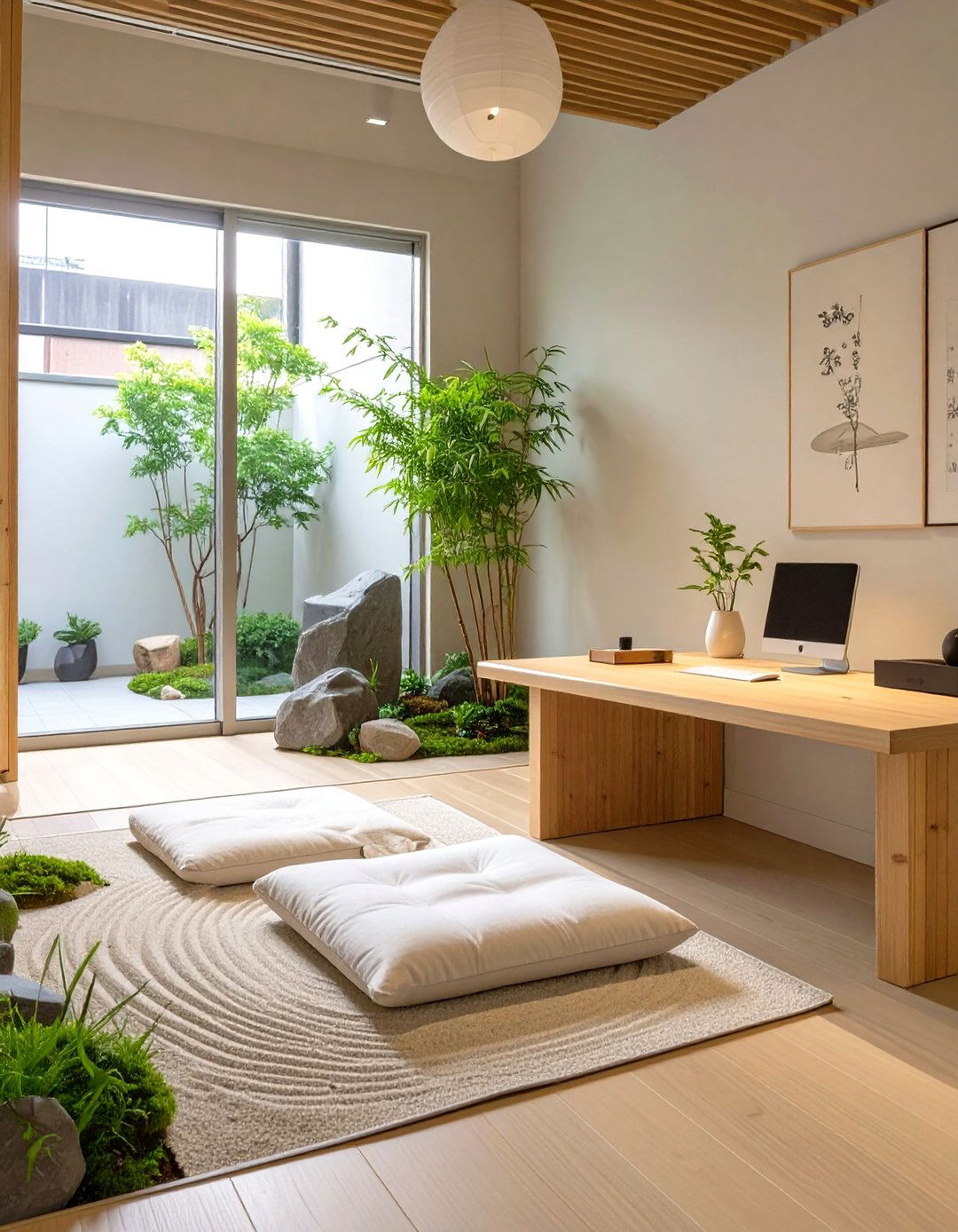 The Calm Zen Sanctuary Office - 30 creative small office interior design ideas
