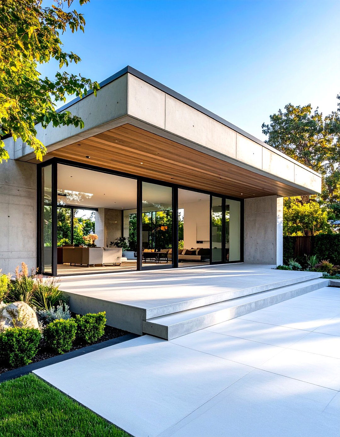 The Cantilevered Concrete Awning - 30 front porch awning ideas