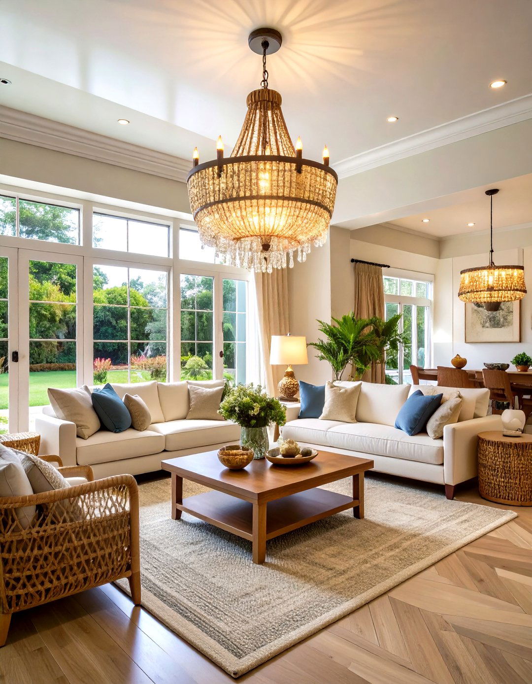 The Capiz Shell Chandelier - 30 living room chandelier ideas