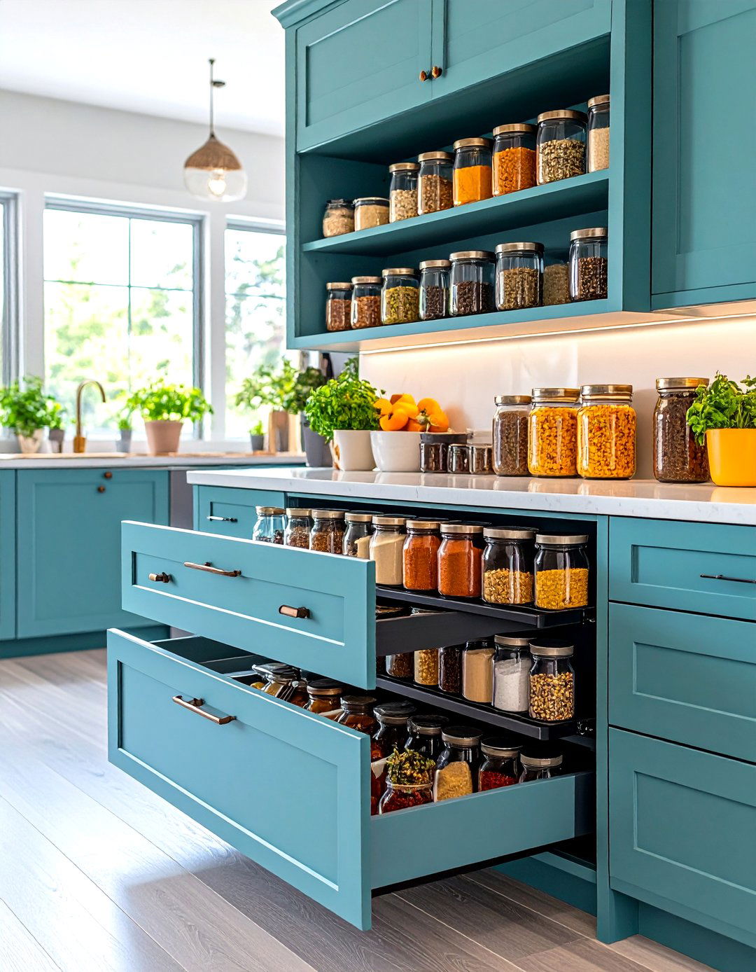 The Categorized Spice Drawer Layout - 30 kitchen cabinet organization ideas