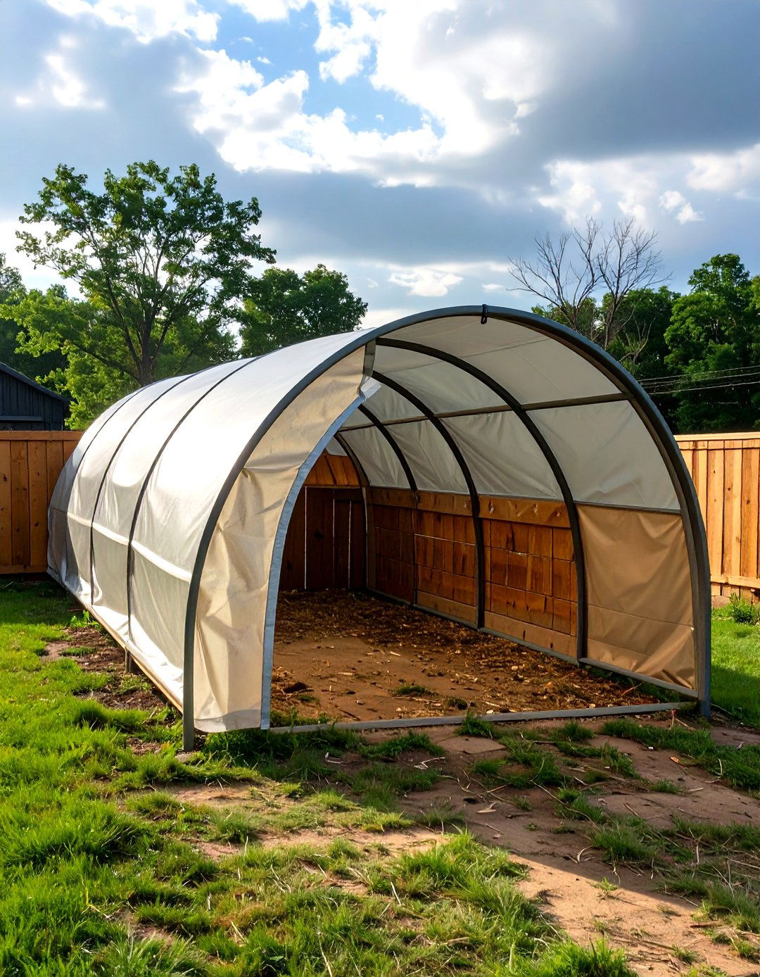 The Cattle Panel Arch Kennel - 30 homemade outdoor dog kennel ideas