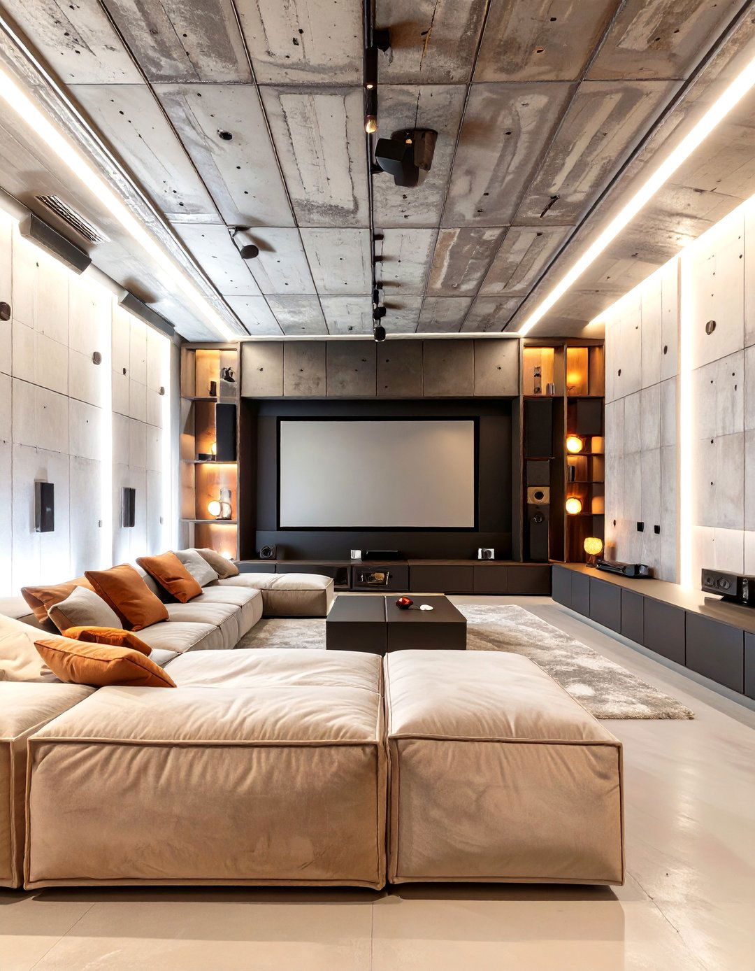 The Cavernous Brutalist Entertainment Room - 30 brutalist interior design ideas