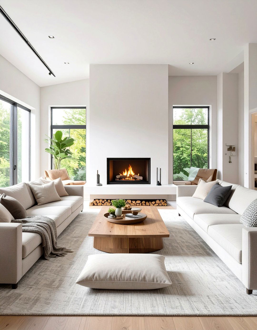 The Central Fireplace Long Living Room - 30 long living room ideas
