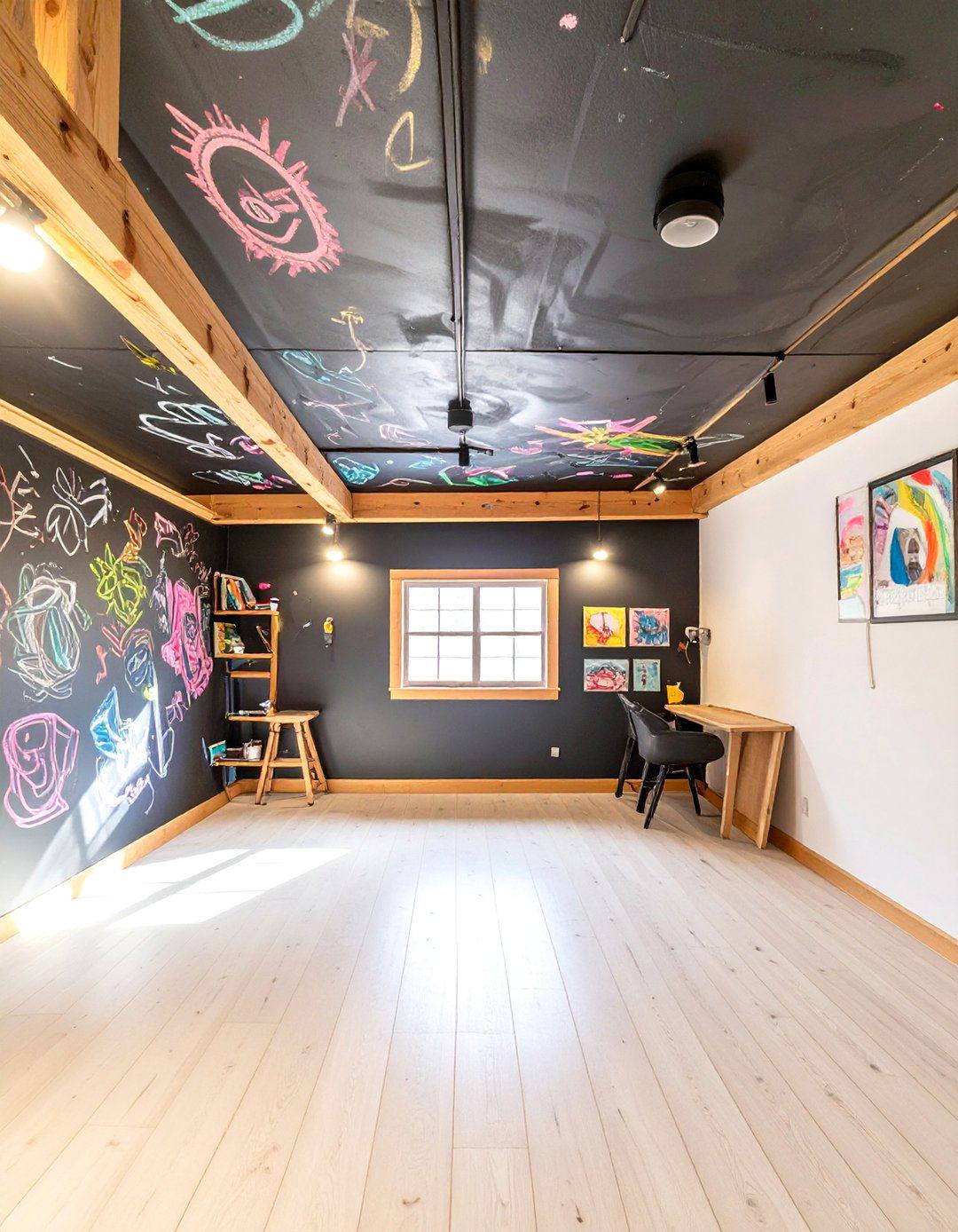 The Chalkboard Paint Ceiling - 30 cheap basement ceiling ideas