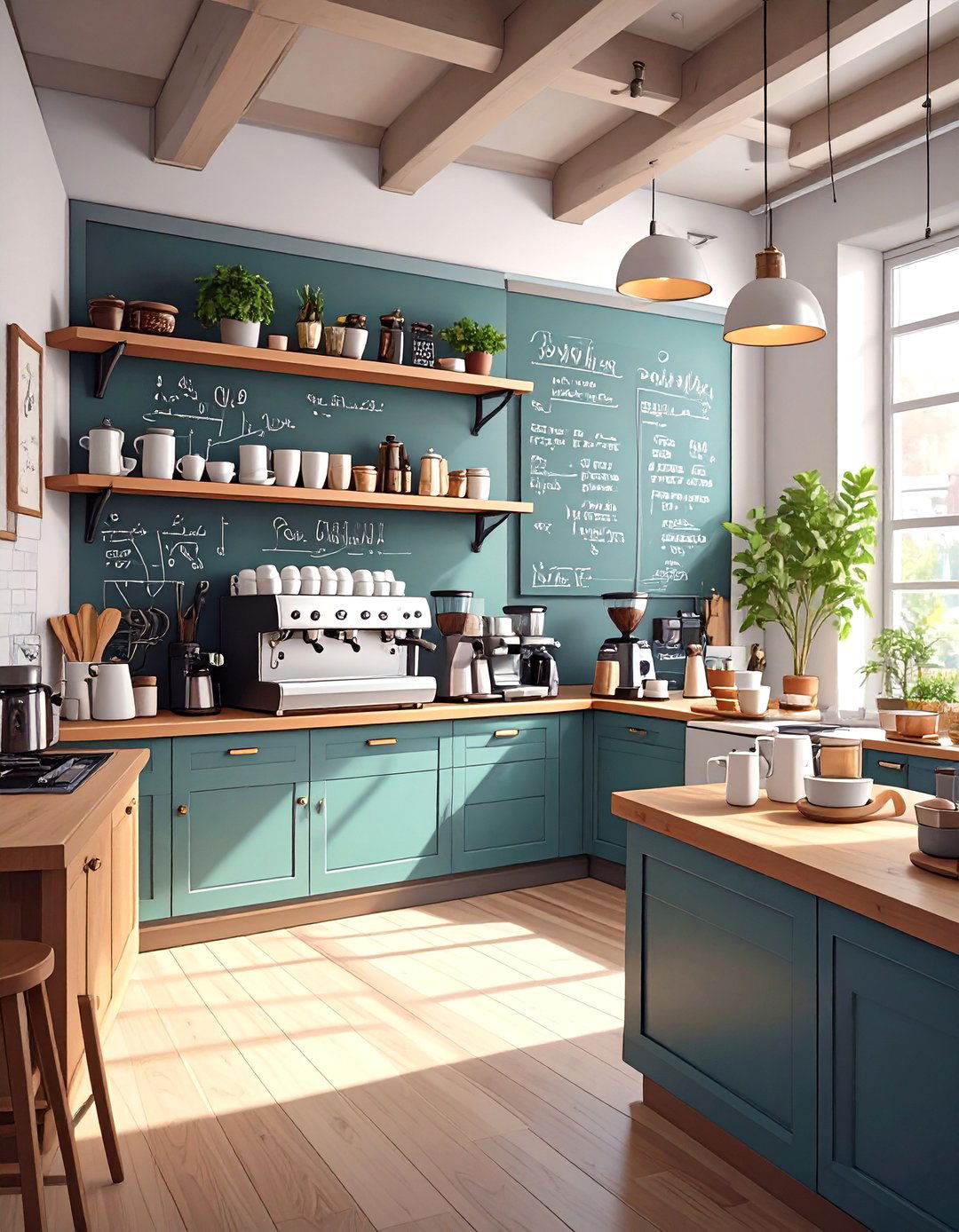The Chalkboard Wall Coffee Station - 30 coffee bar ideas for kitchen