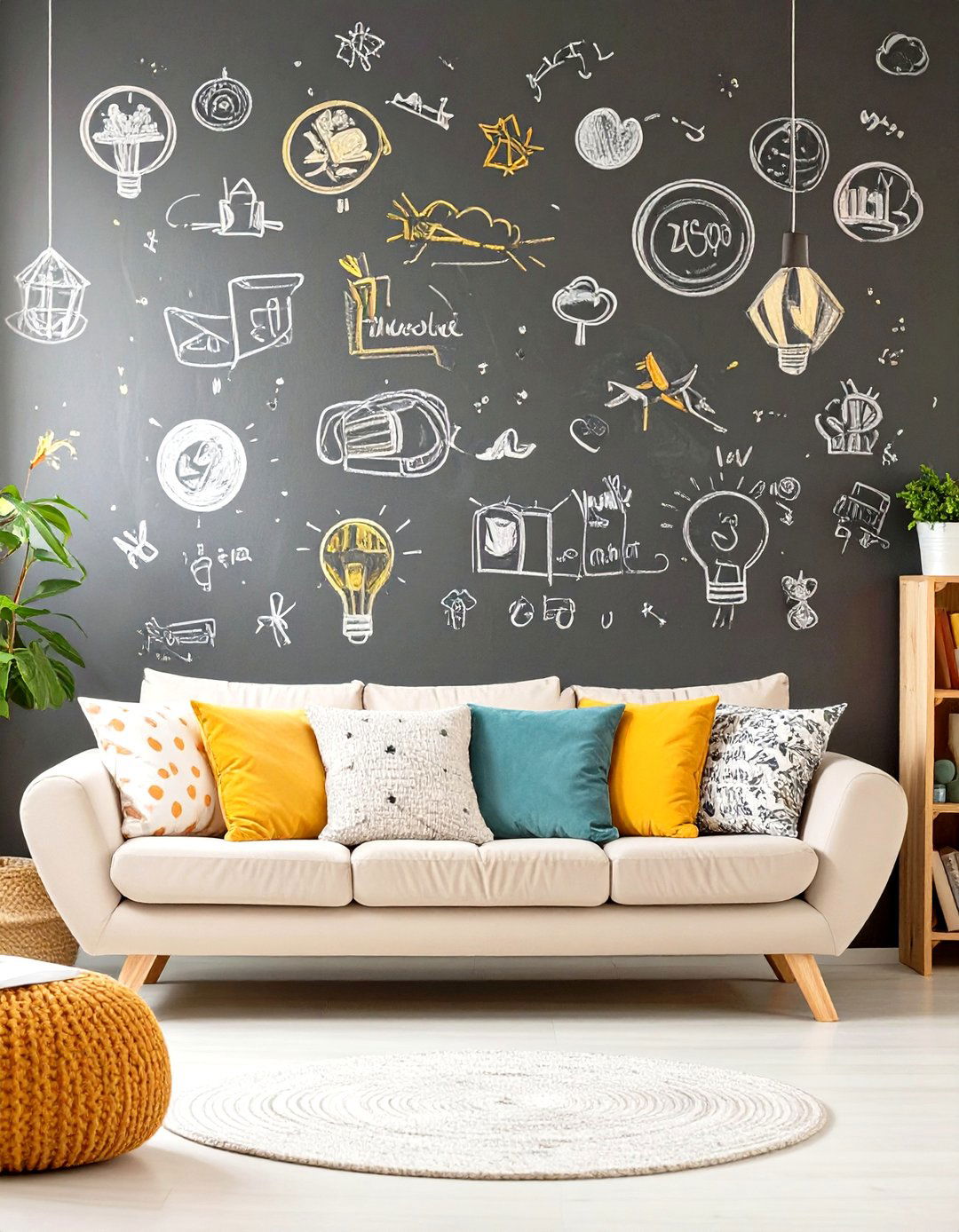 The Chalkboard Wall for Creativity - 30 creative living room wall decor ideas