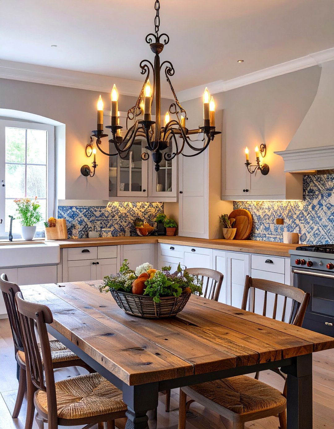 The Chandelier and Sconces Kitchen - 30 french country kitchen ideas