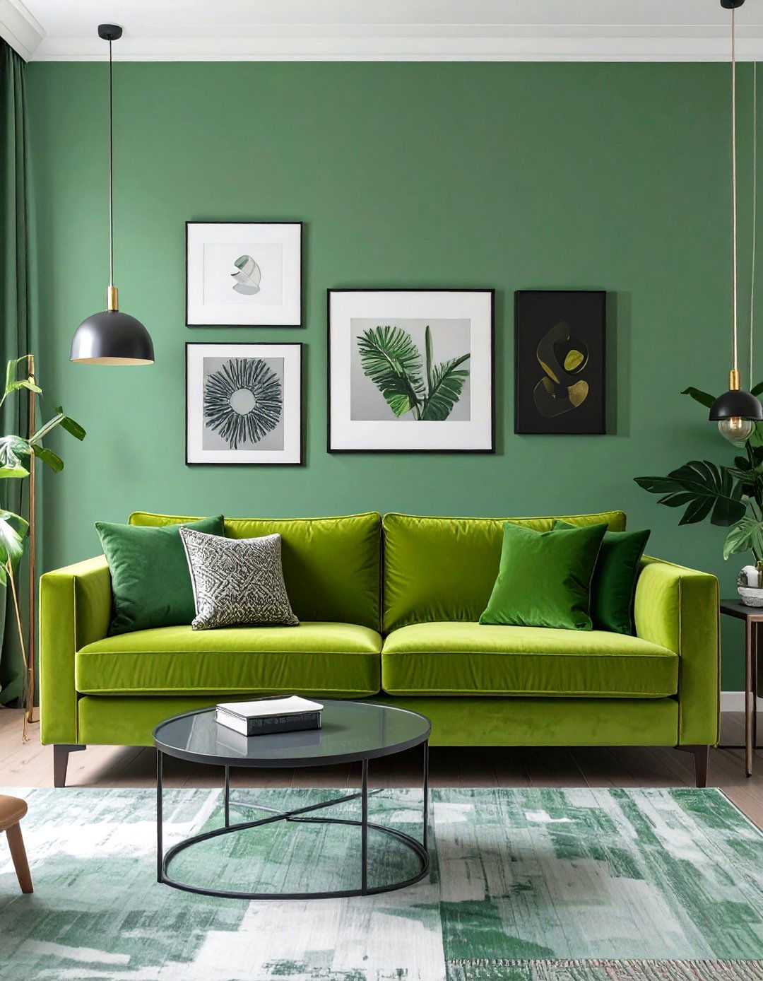 The Chartreuse Green Eclectic Living Area - 30 green interior design ideas