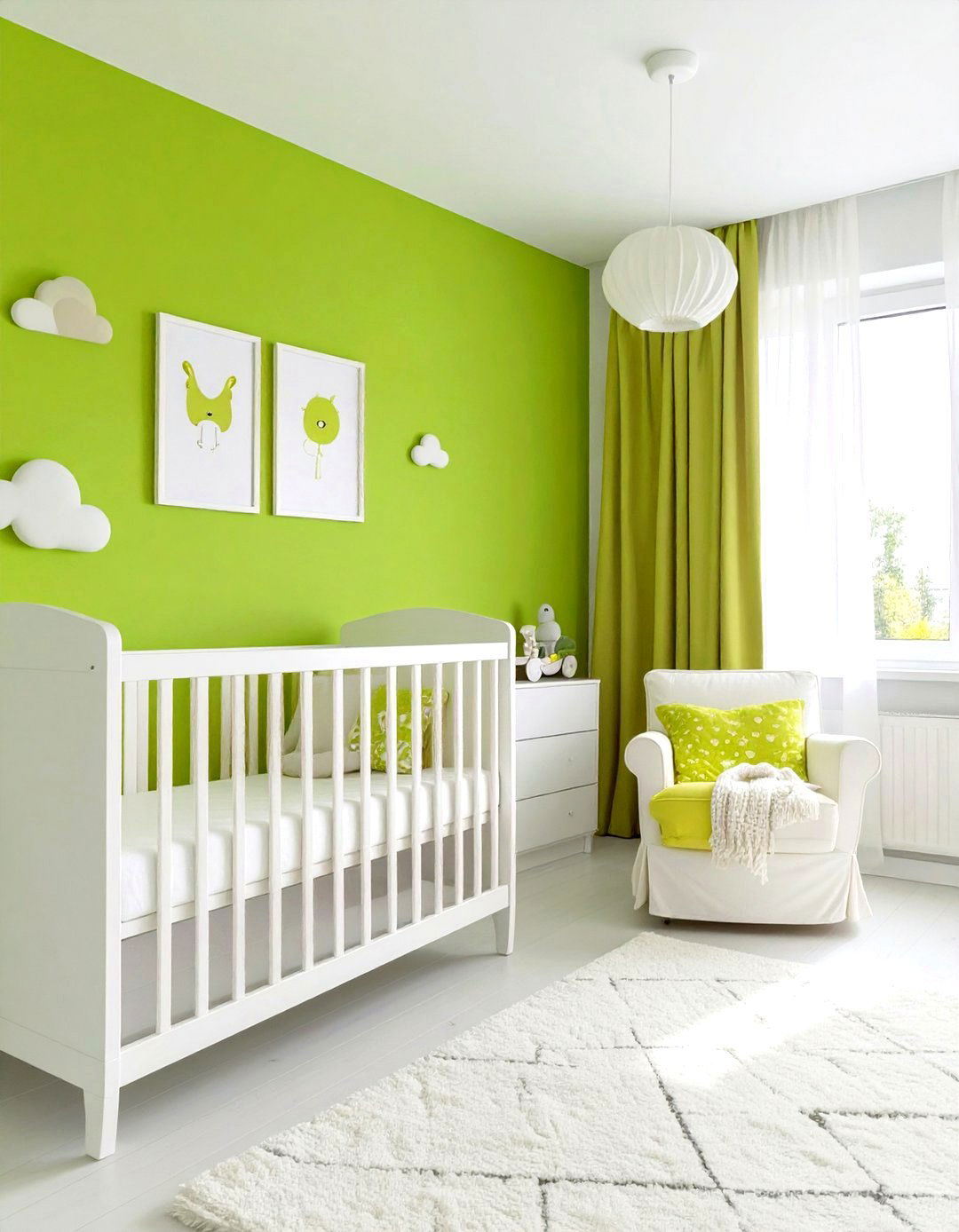 The Chartreuse and White Pop Art Nursery - 30 green nursery ideas