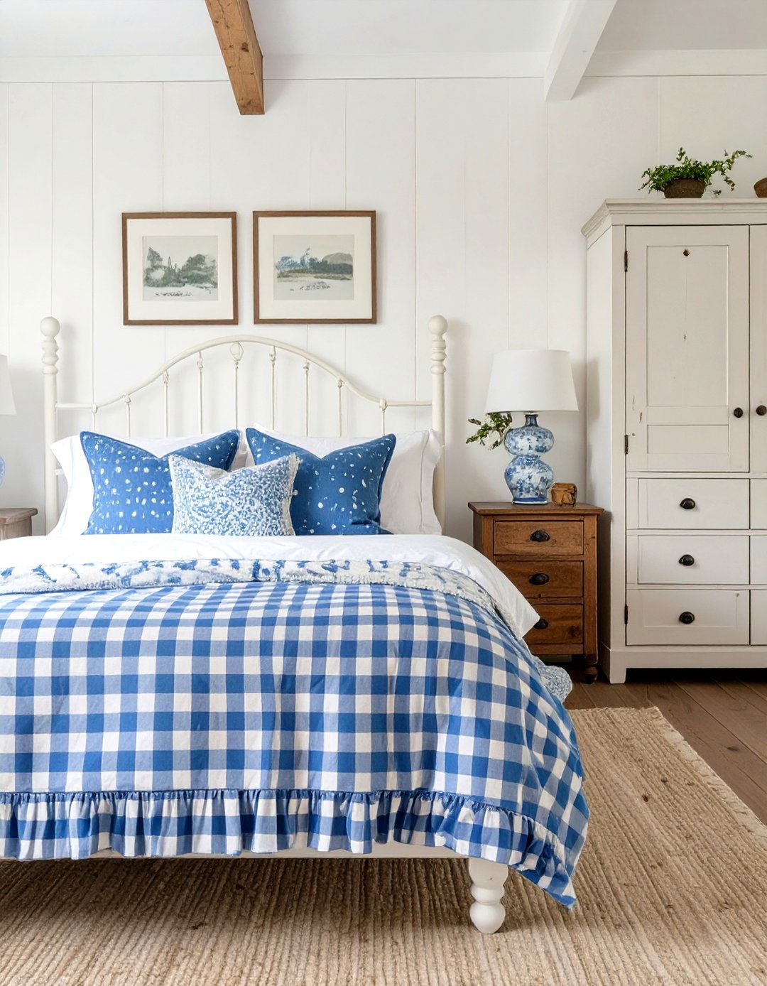 The Checked Pattern Bedroom - 30 french country bedroom ideas
