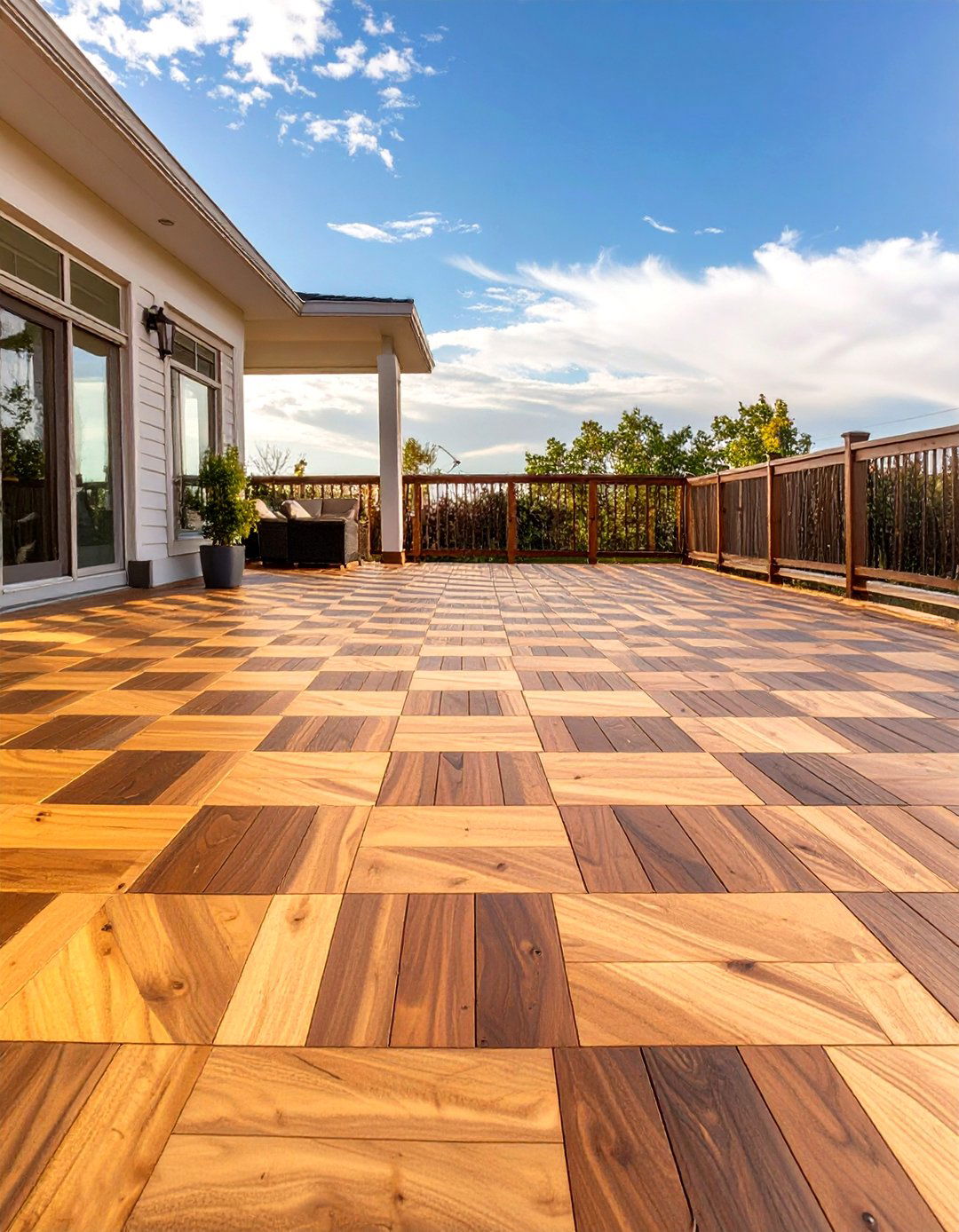 The Checkerboard Deck Pattern - 30 cheap deck ideas