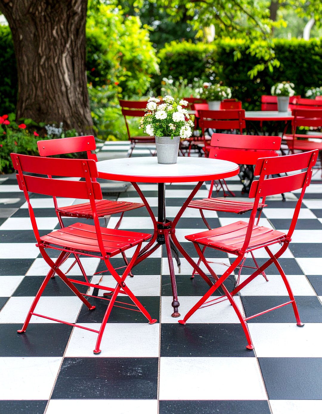 The Checkerboard Painted Concrete Patio - 30 inexpensive ways to cover concrete patio ideas