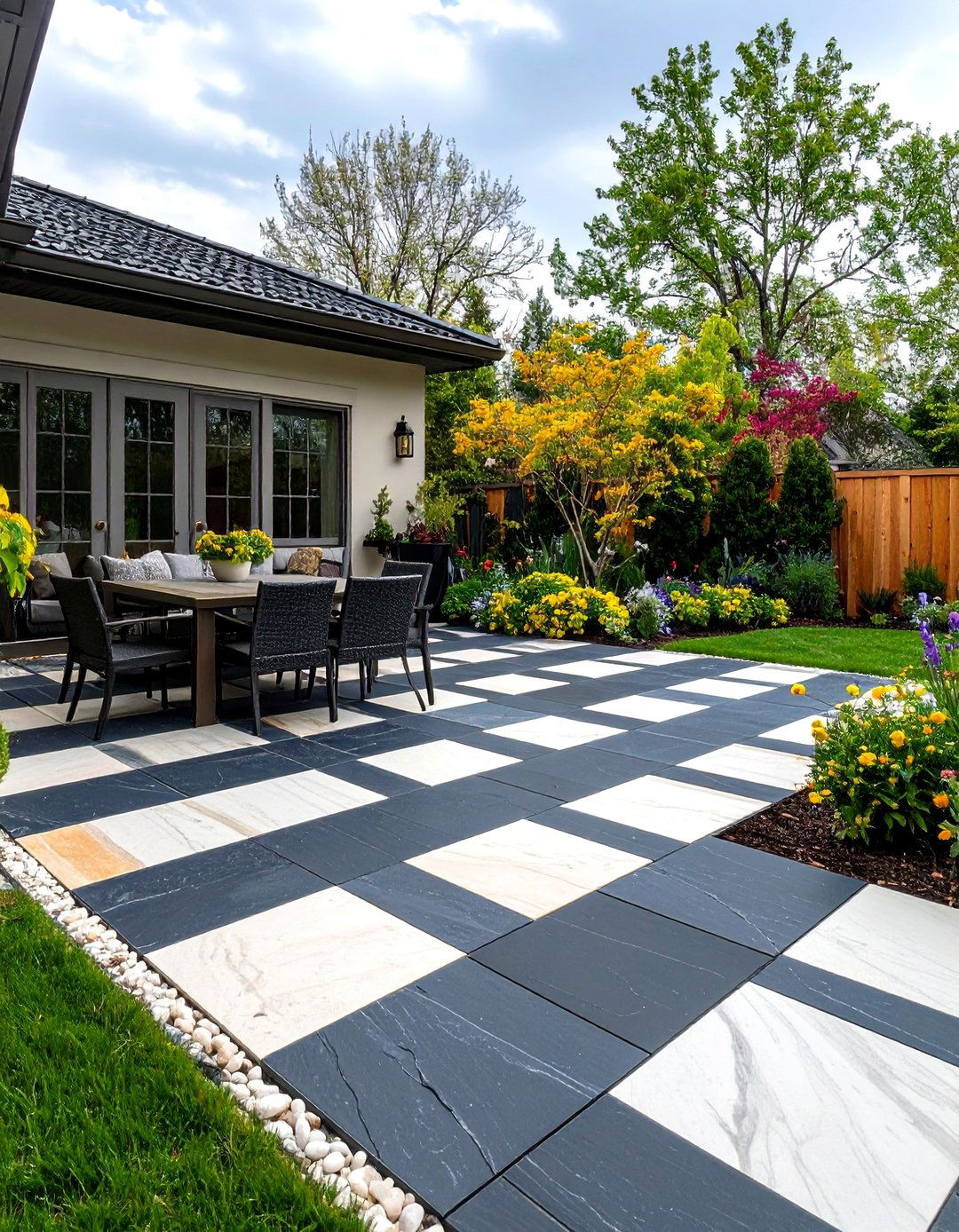 The Checkerboard Patio Design - 30 backyard hardscape ideas