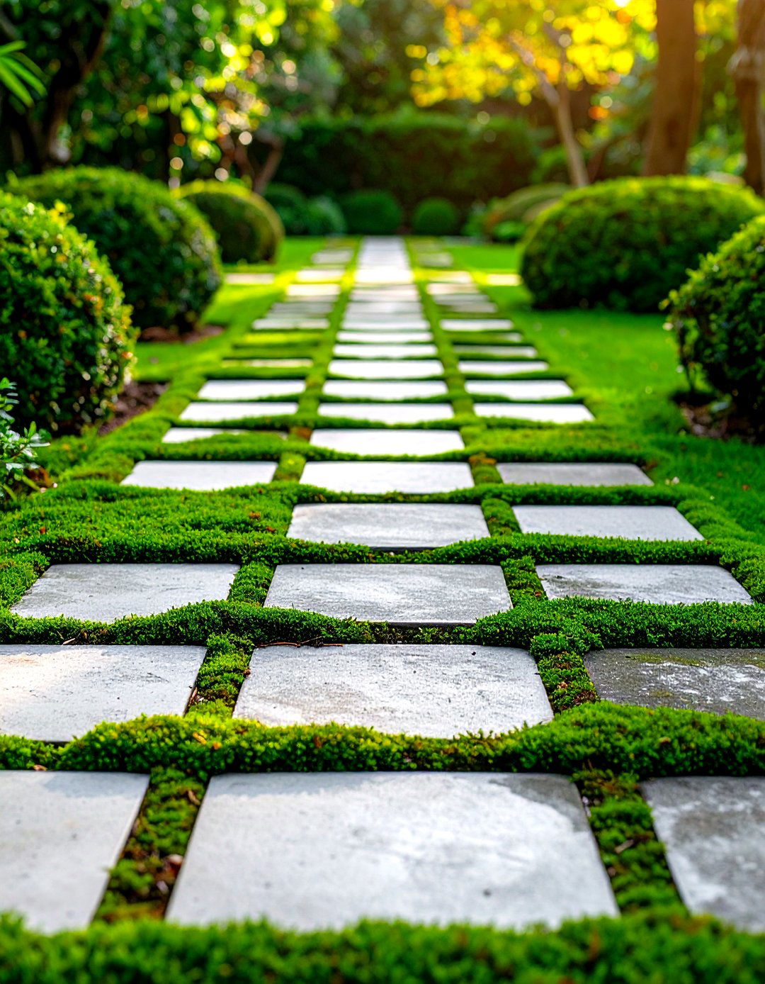 The Checkerboard Paver and Groundcover Garden Pathway - 30 garden pathway ideas
