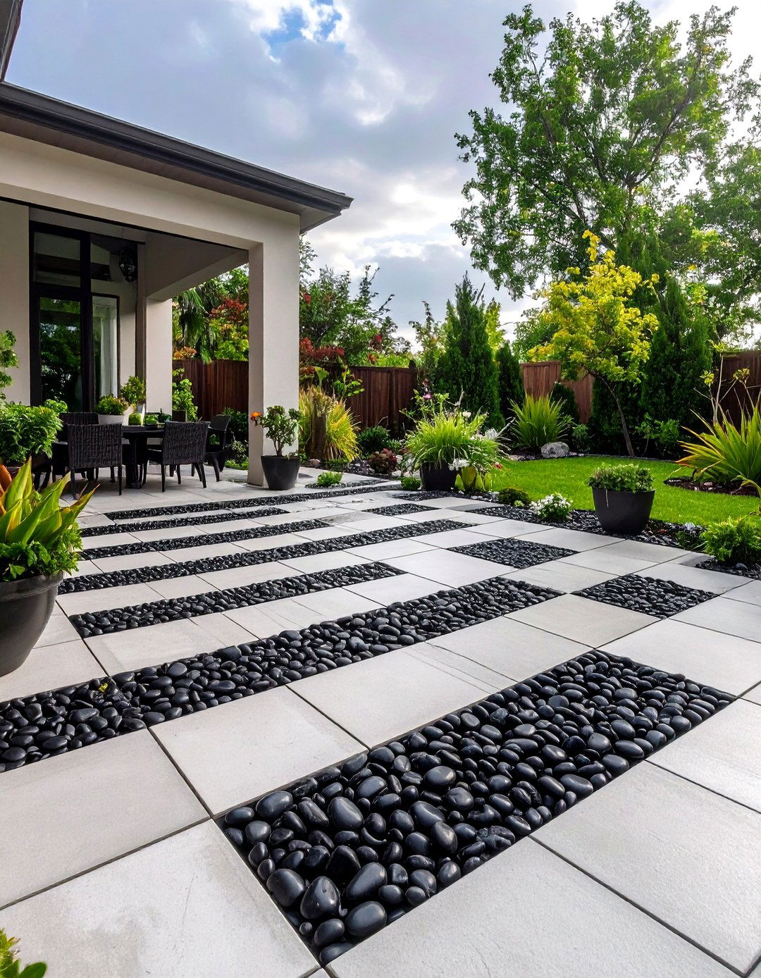 The Checkerboard Paver and Stone Patio - 30 garden ideas with rocks