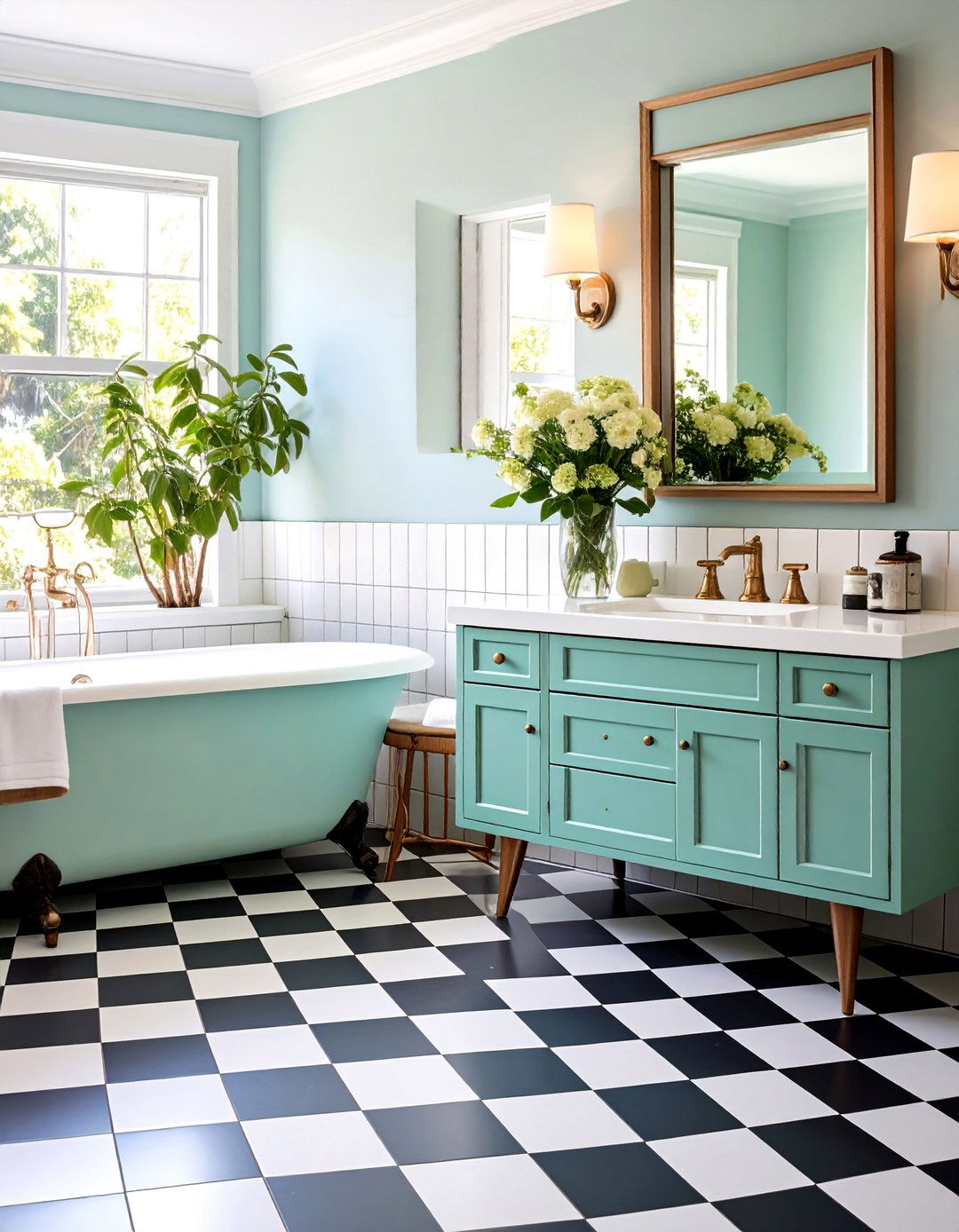 The Checkered Floor Bathroom - 30 1960s interior design ideas