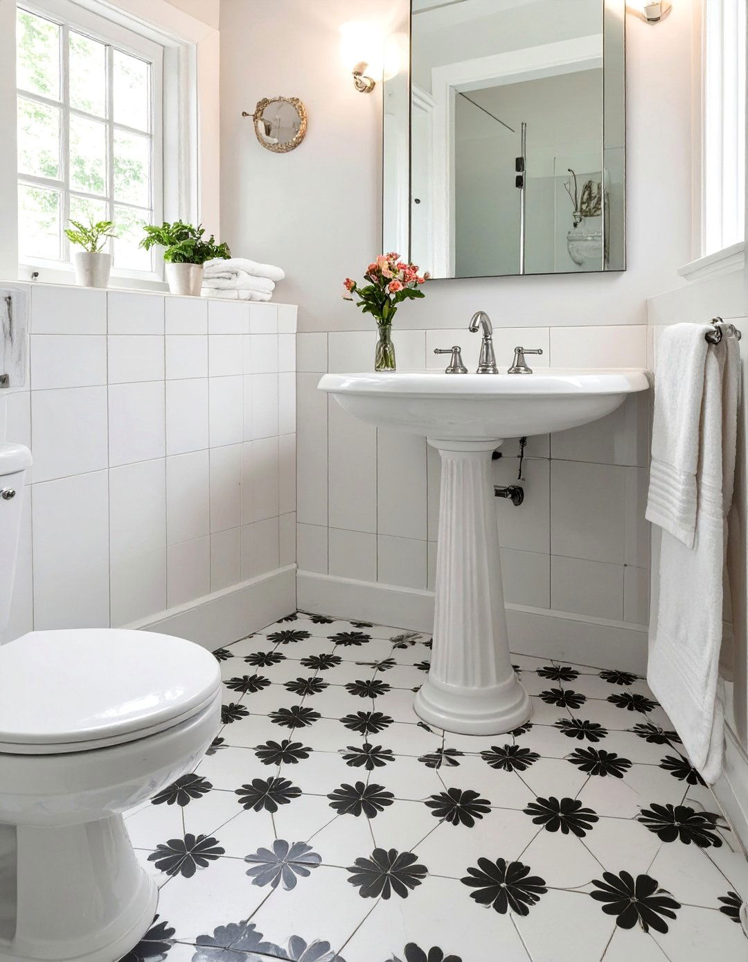 The Cheerful Bathroom with Penny Round Tiles - 30 bathroom tile inspiration