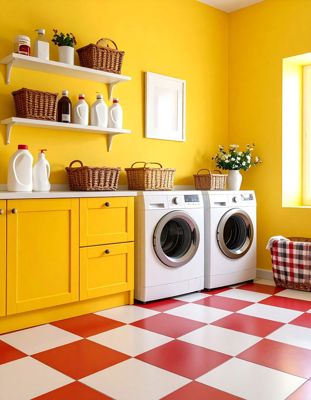 The Cheerful Checkered Laundry Room - 30 1950s interior design ideas