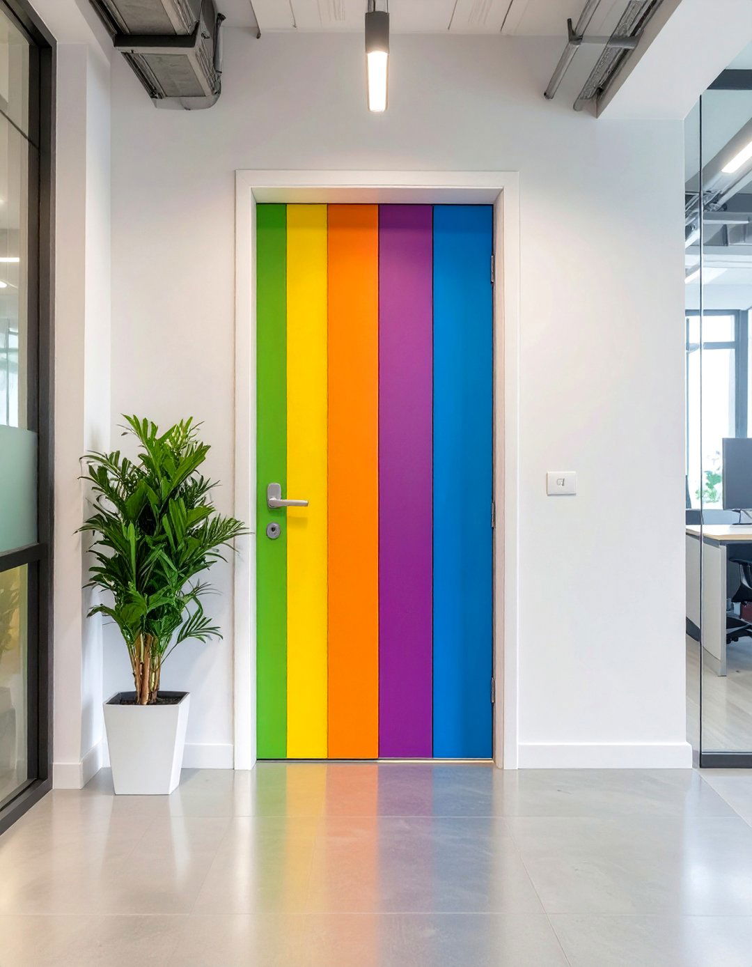 The Cheerful Rainbow Door - 30 office door  decorating ideas