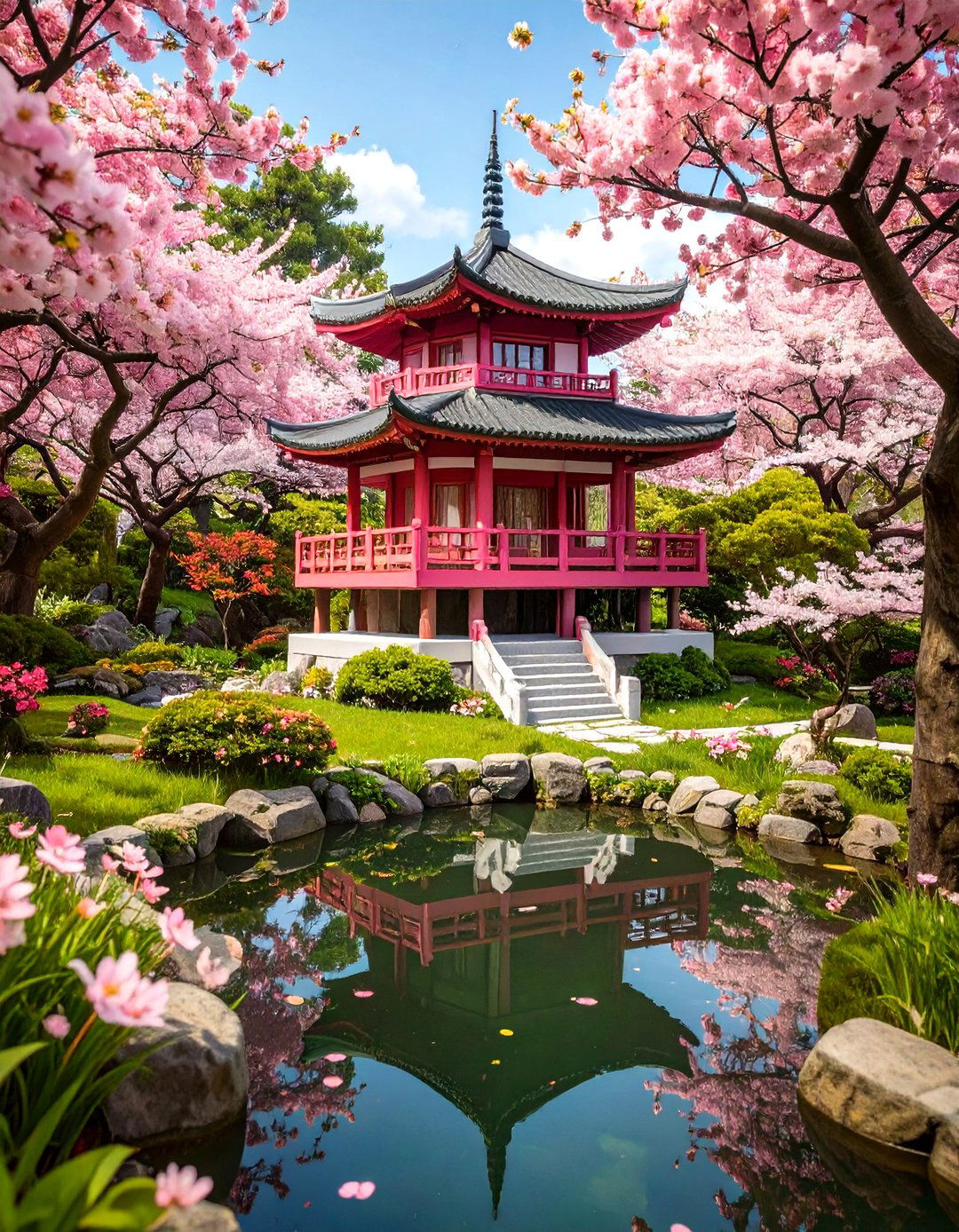 The Cherry Grove Pagoda - 30 minecraft house design ideas