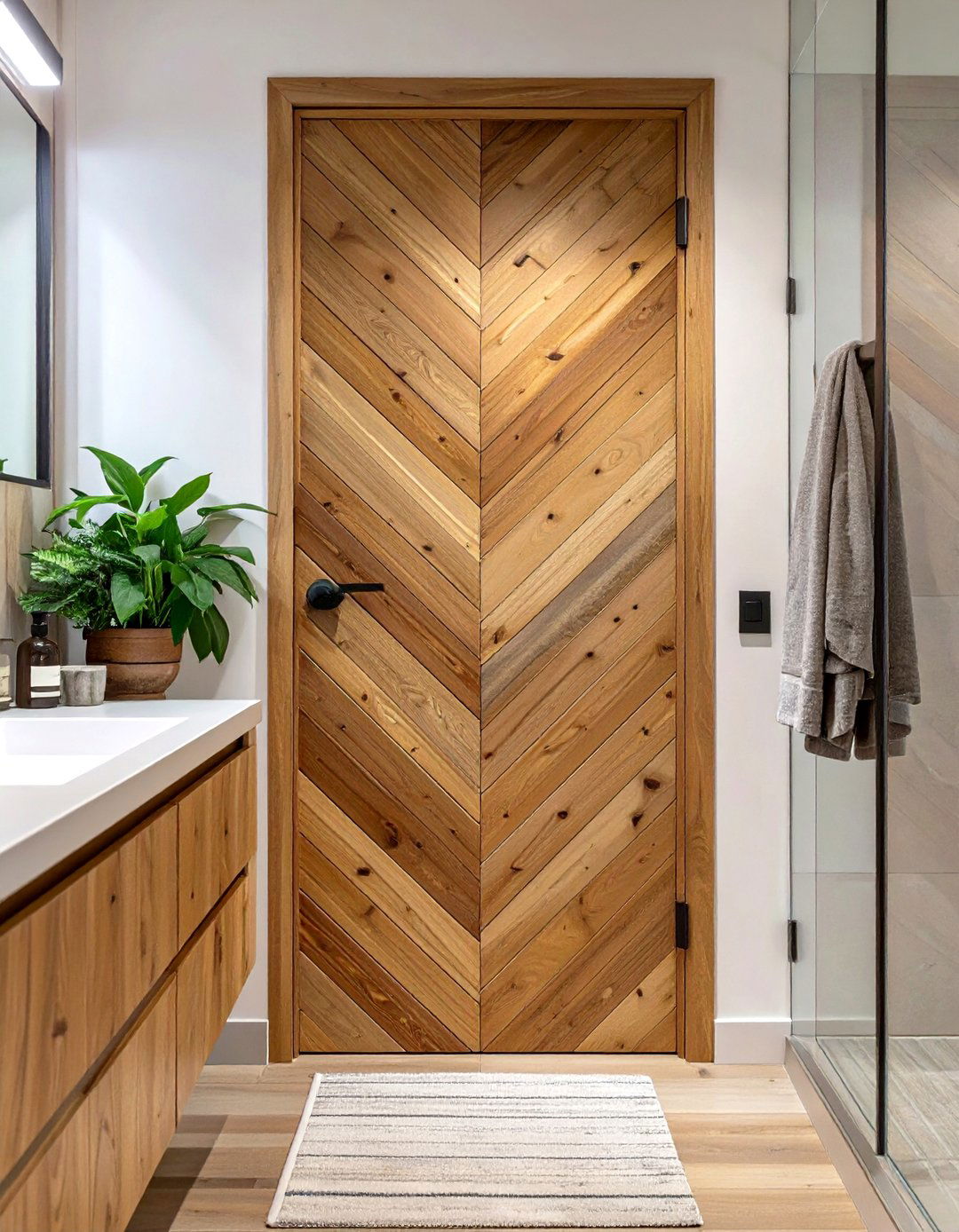 The Chevron Pattern Bathroom Door - 30 bathroom door ideas
