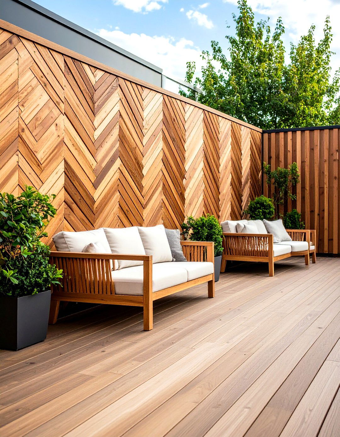 The Chevron Pattern Wood Wall - 30 deck privacy wall ideas