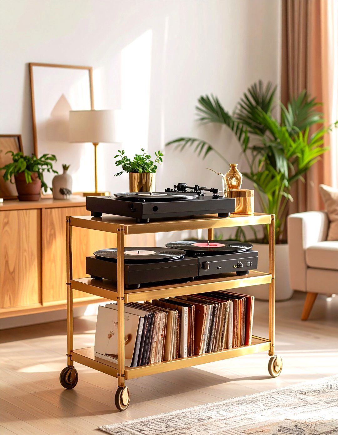 The Chic Bar Cart for Stylish Storage - 30 living room storage ideas