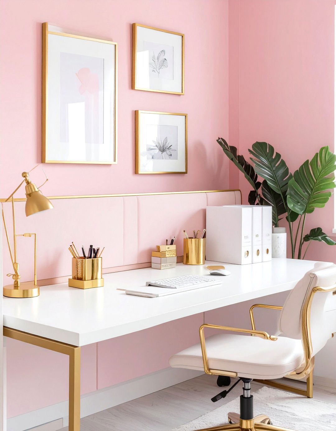 The Chic Gold Accent Theme - 30 office cubicle decor ideas